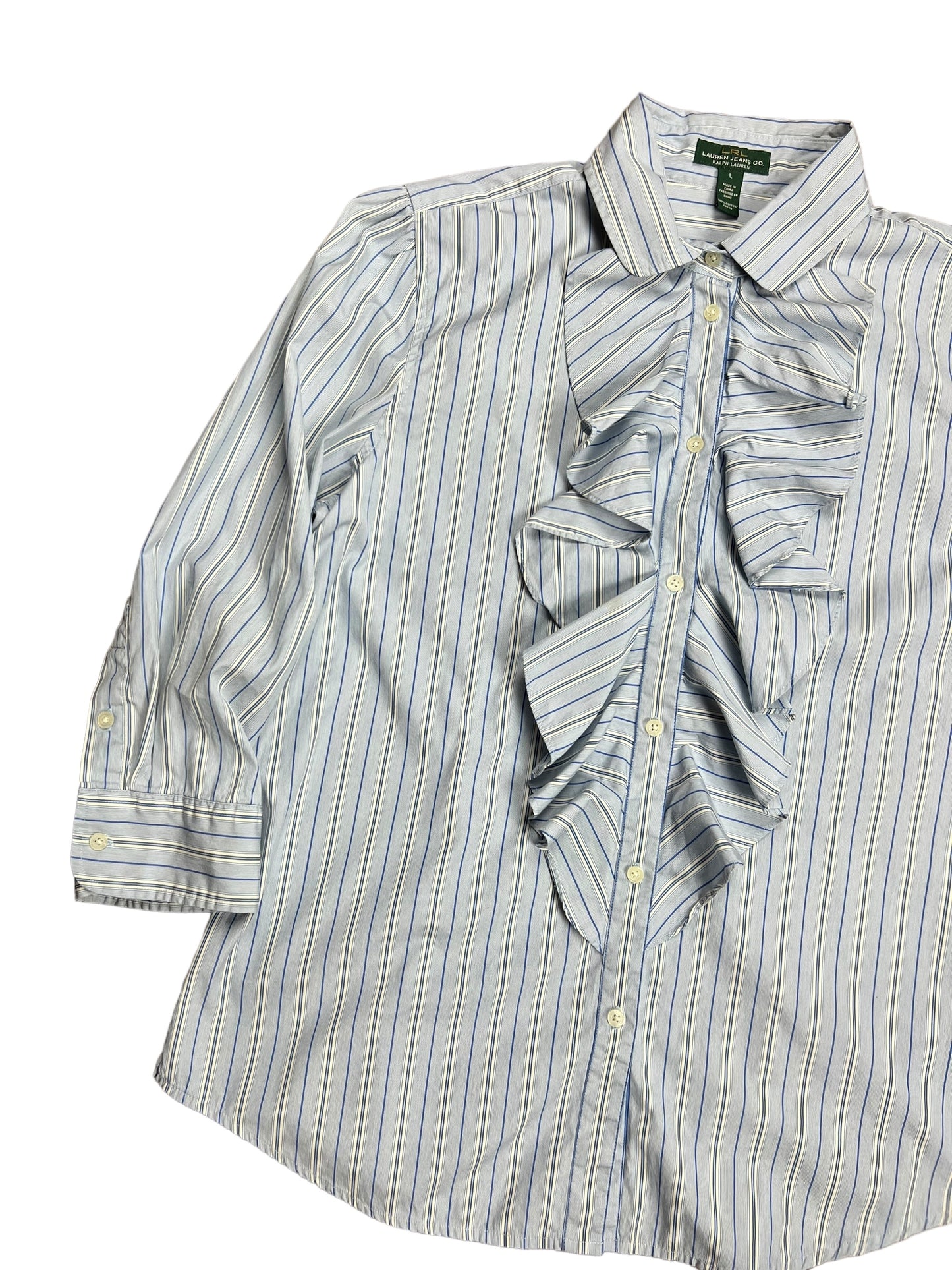 Lauren Ralph Lauren Ruffled Button-up Blouse - L