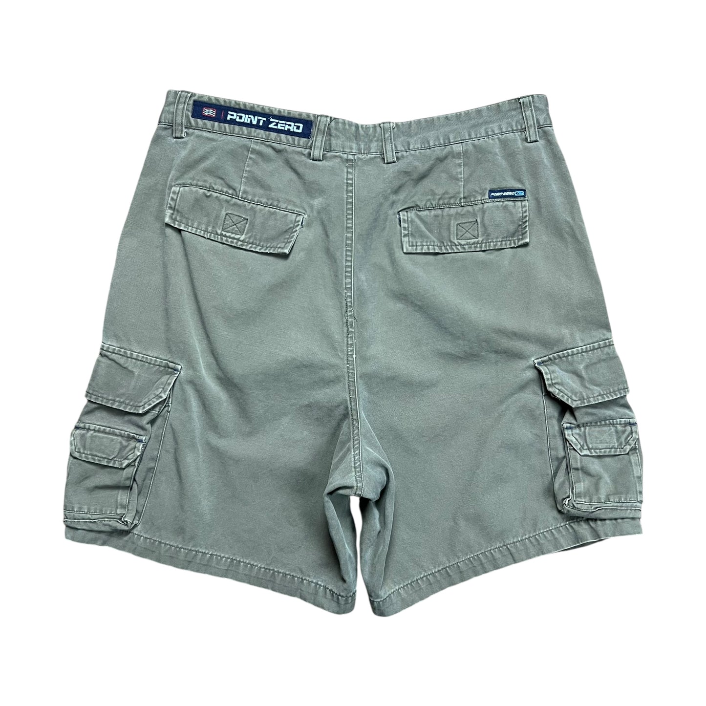 Point Zero Dark Green Cargo Shorts - 34"