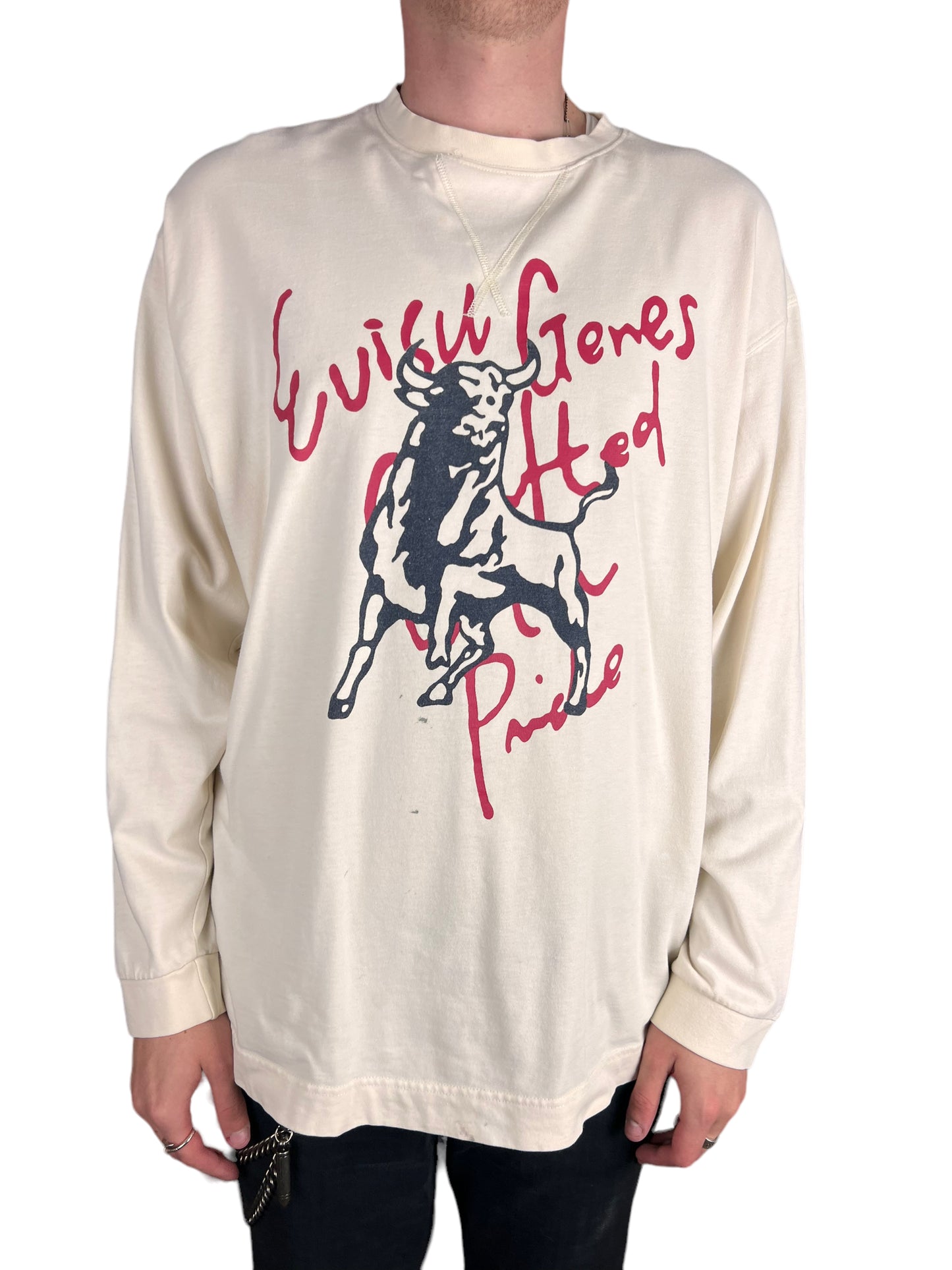 Evisu Ranch & Co Off-white “Bulls” Long Sleeve Shirt - XL