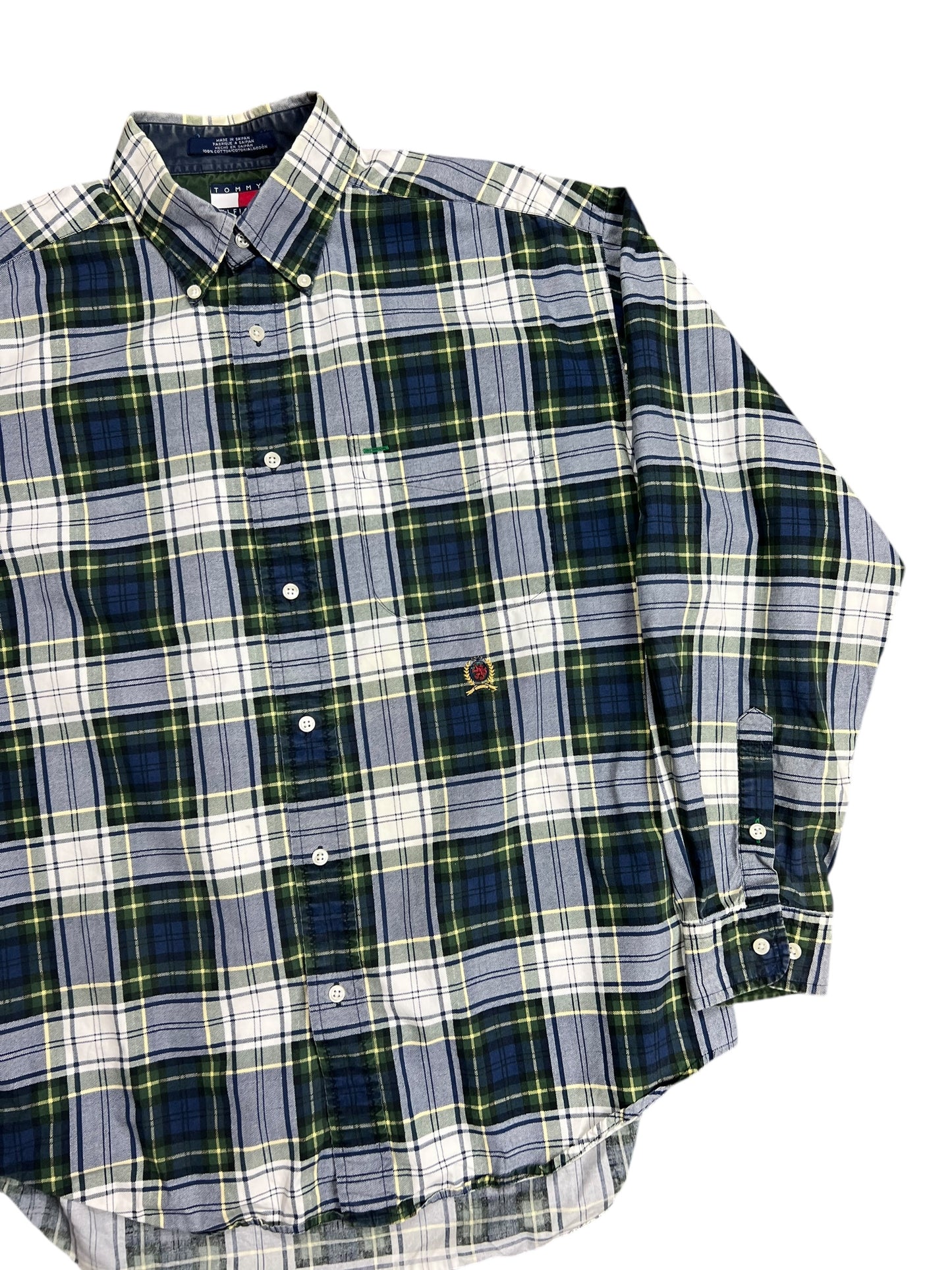 Tommy Hilfiger Green Plaid Button-up Shirt - XL
