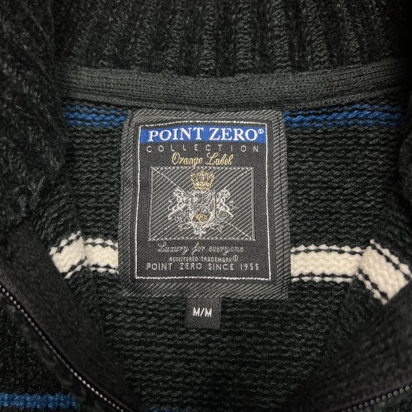 Point Zero Black & Blue Striped Sweater - M