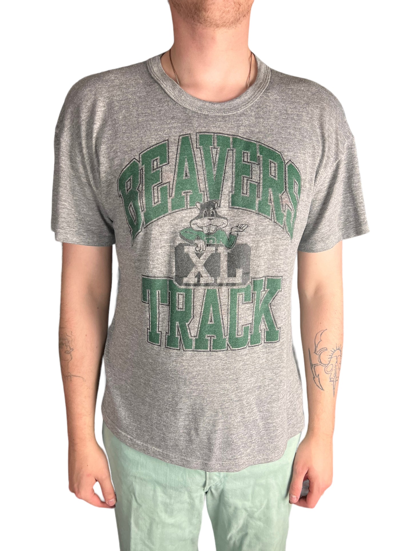 Paper Thin Beavers Track Russell T-shirt - L