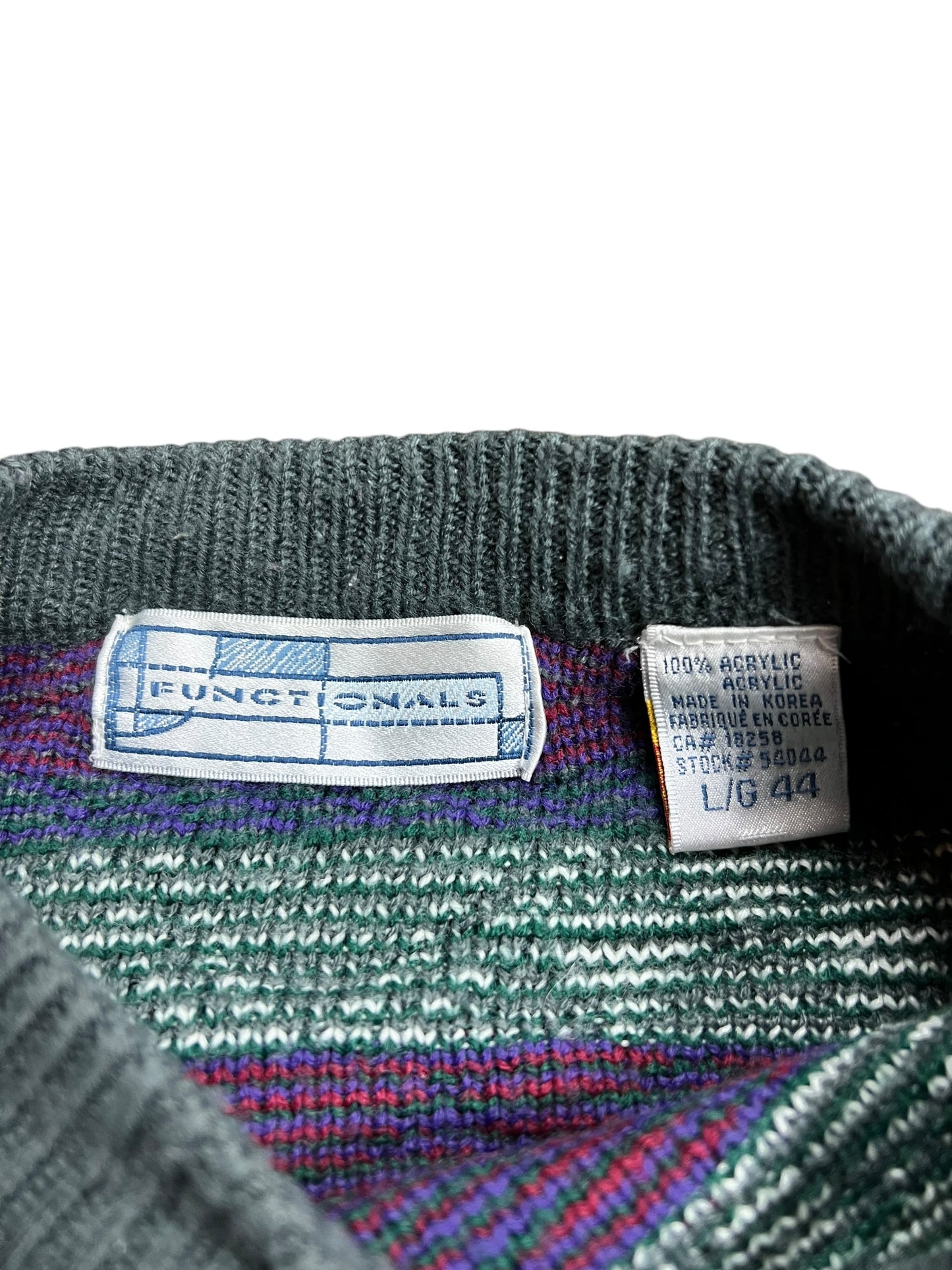 Green & Blue Abstract Knit Sweater - L