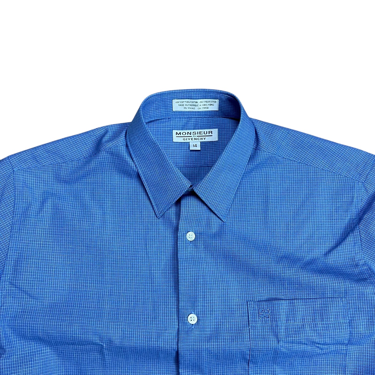 Monsieur by Givenchy Blue Checkered Button-up Shirt - S