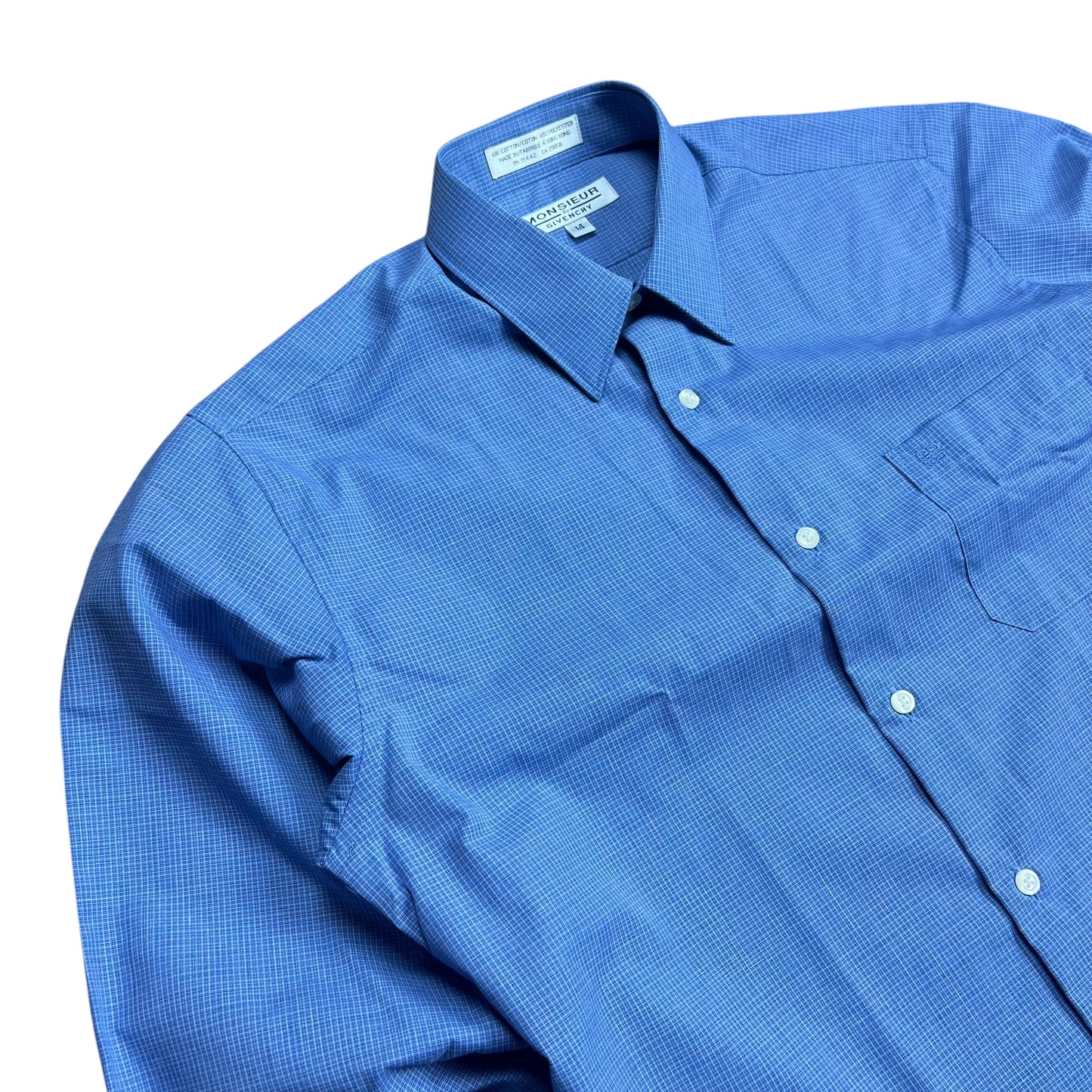 Monsieur by Givenchy Blue Checkered Button-up Shirt - S