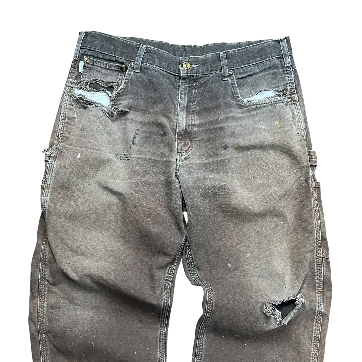 Carhartt Faded & Distressed Brown Work Pants - 36”