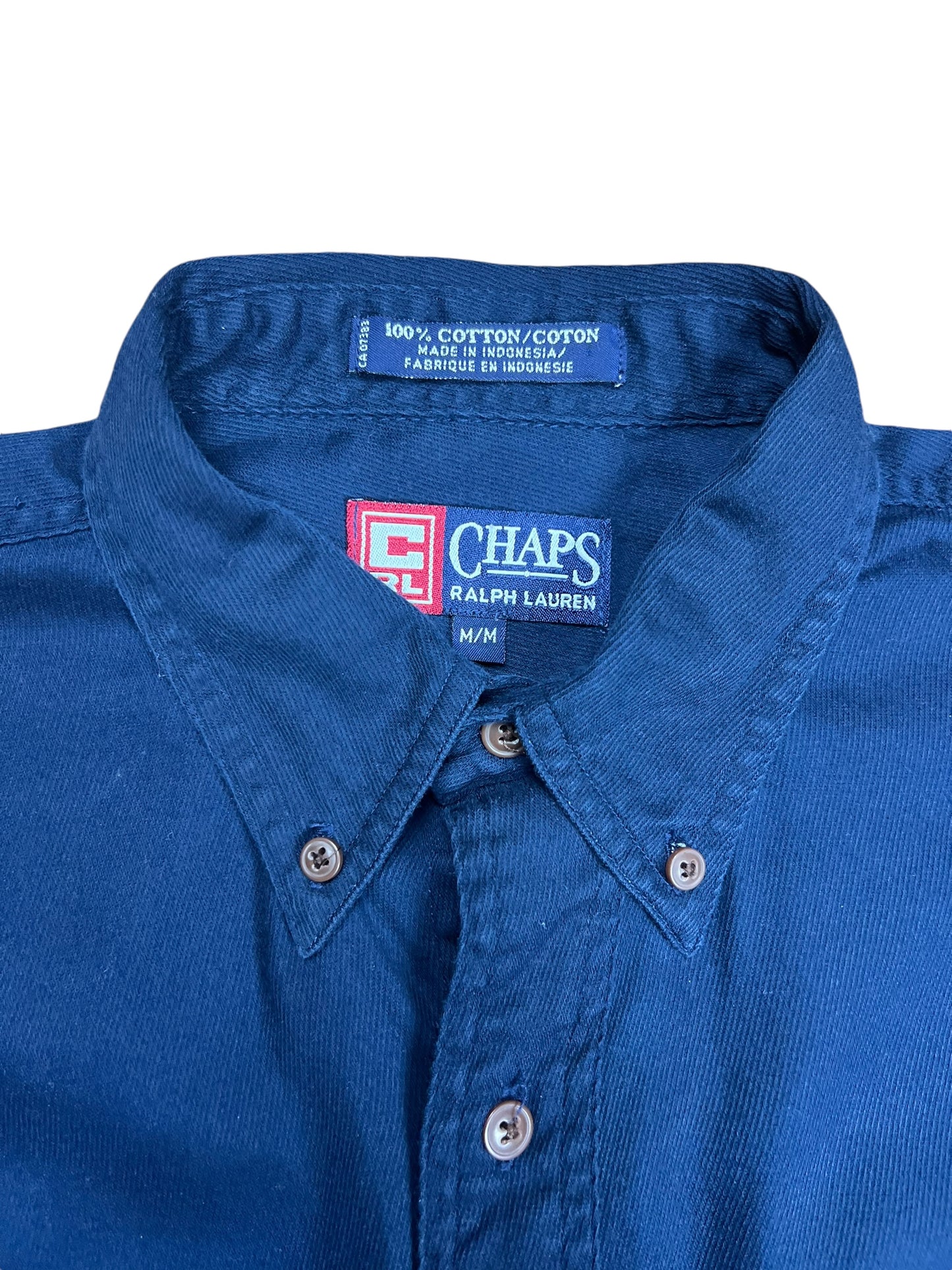 Chaps Ralph Lauren Navy Blue Button-up Shirt - XL