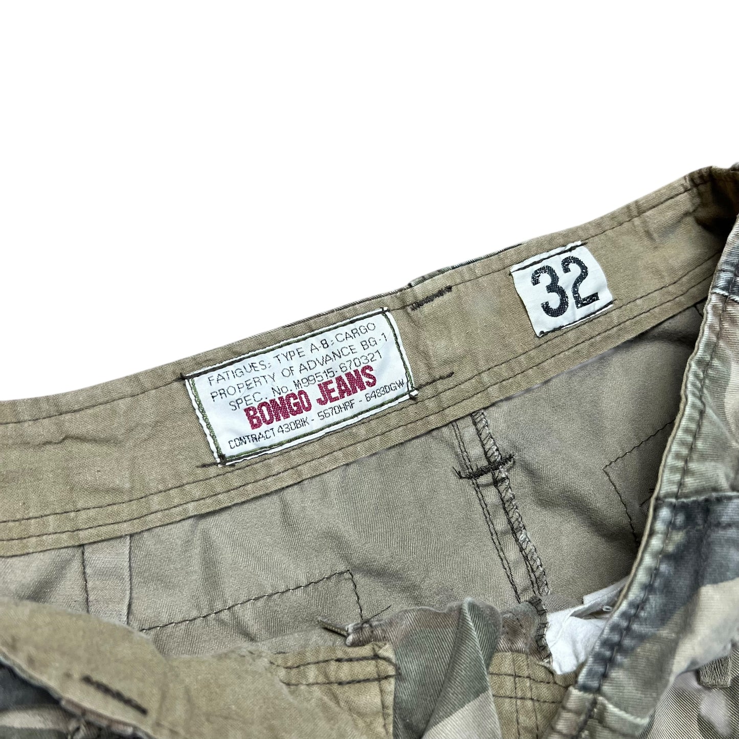 Bongo Jeans Faded Woodland Camo Cargo Pants - 32”
