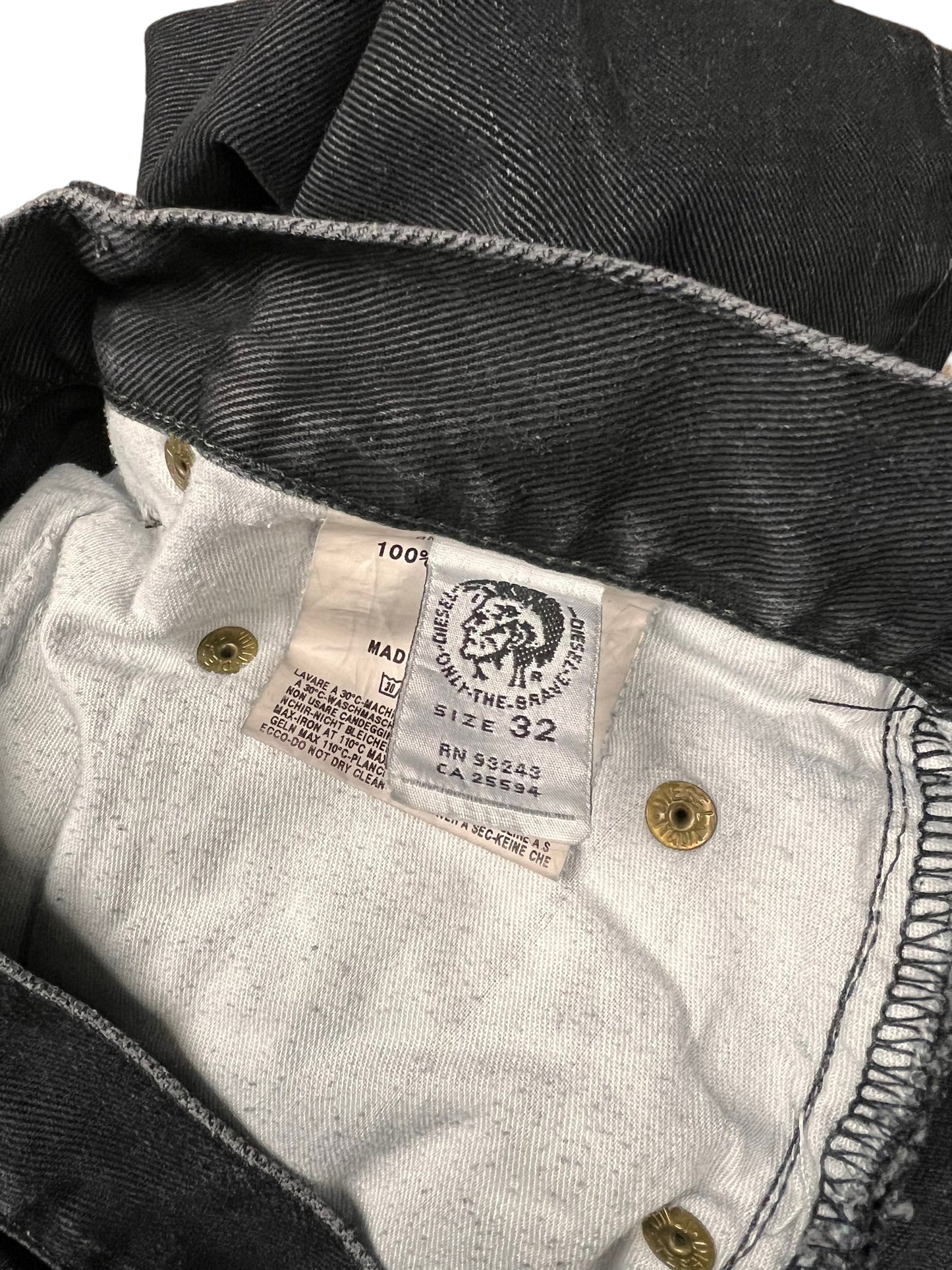 Diesel Faded Black Tapered Jeans - 32"