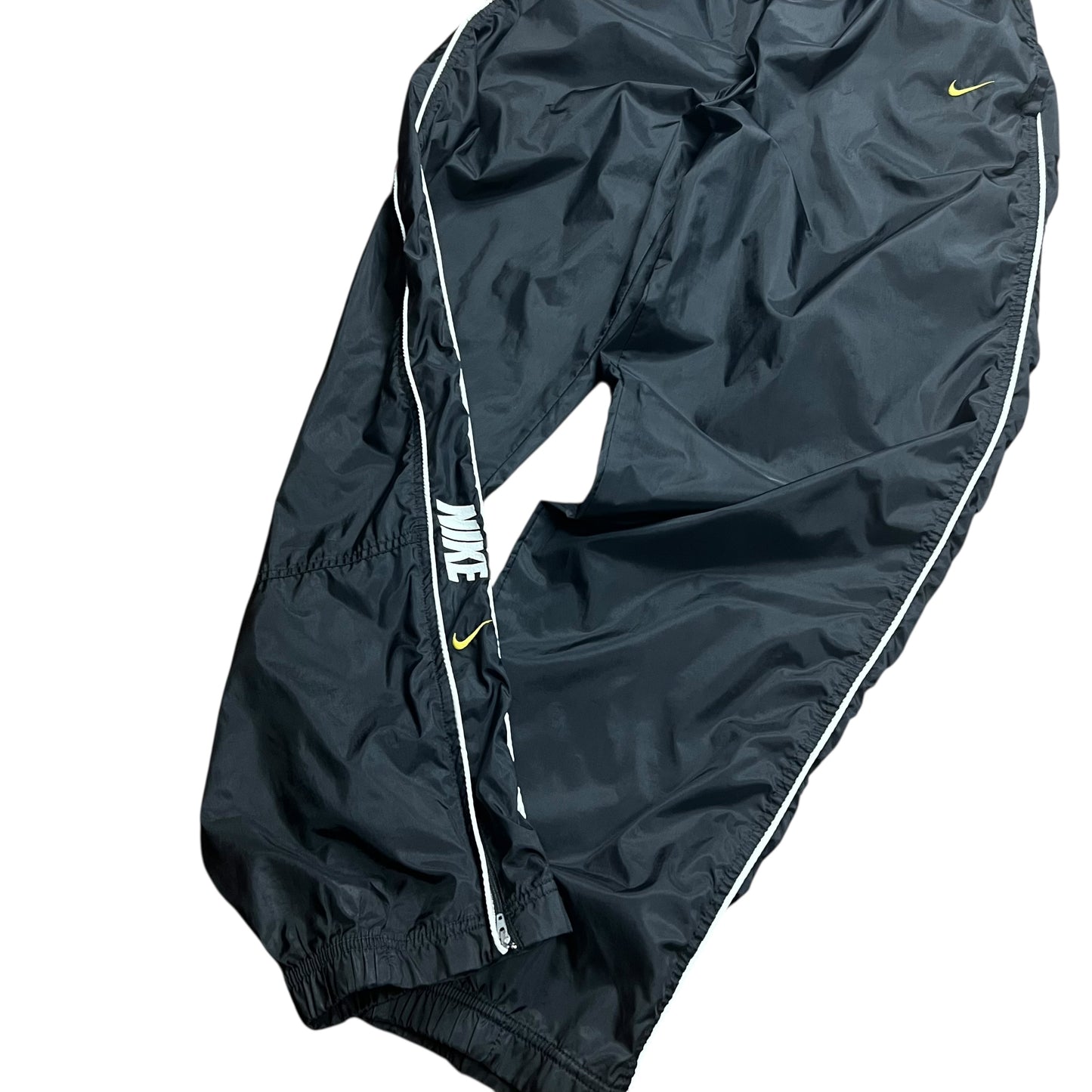 Nike Yellow Check Black Shell Track Pants - XL