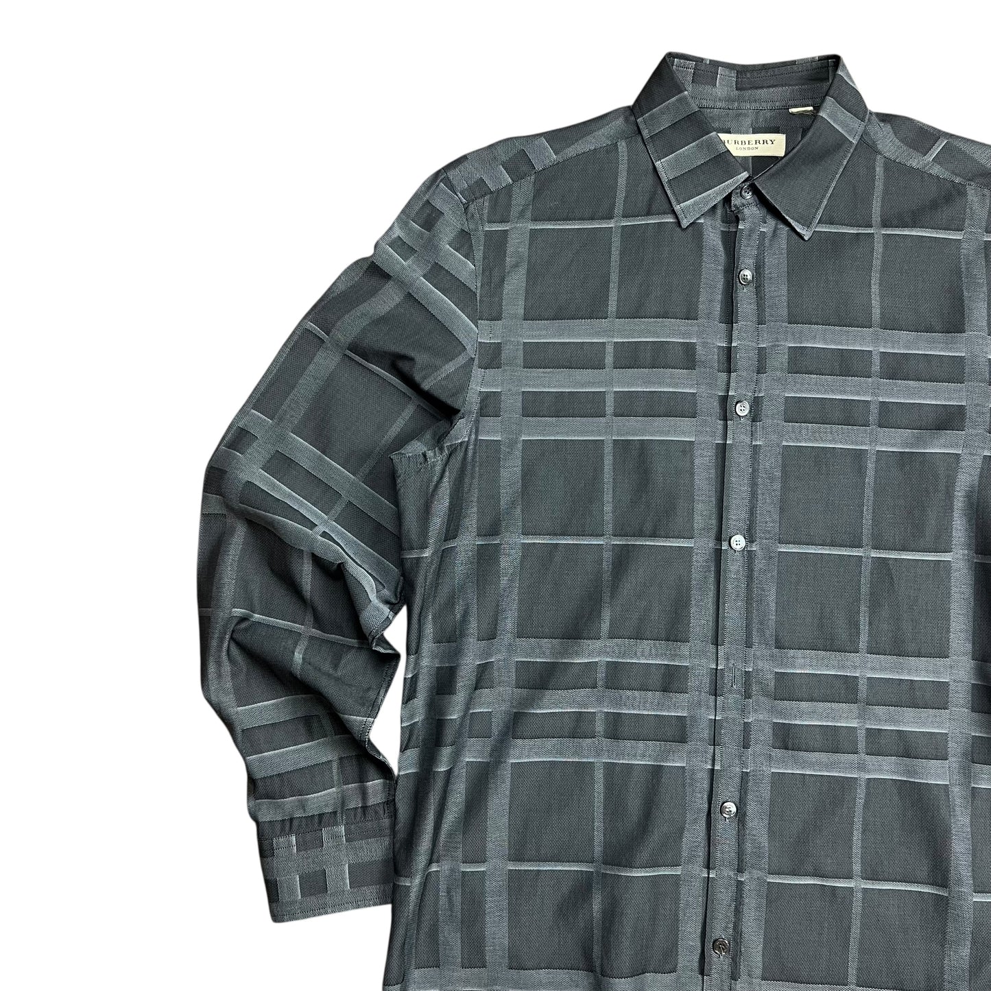 Burberry Grey Plaid Button-up Shirt - L