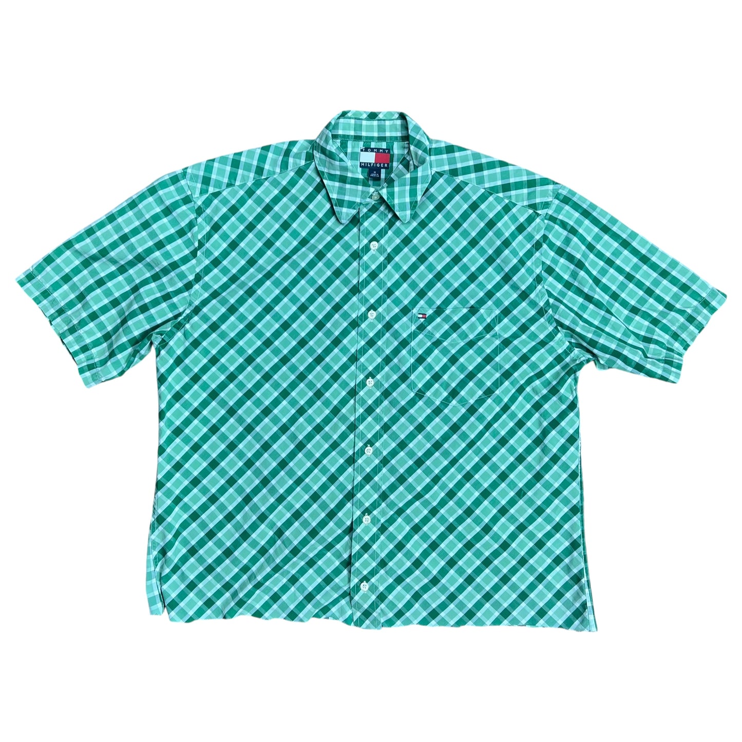 Tommy Hilfiger Boxy Green Checkered Button-up Shirt - L