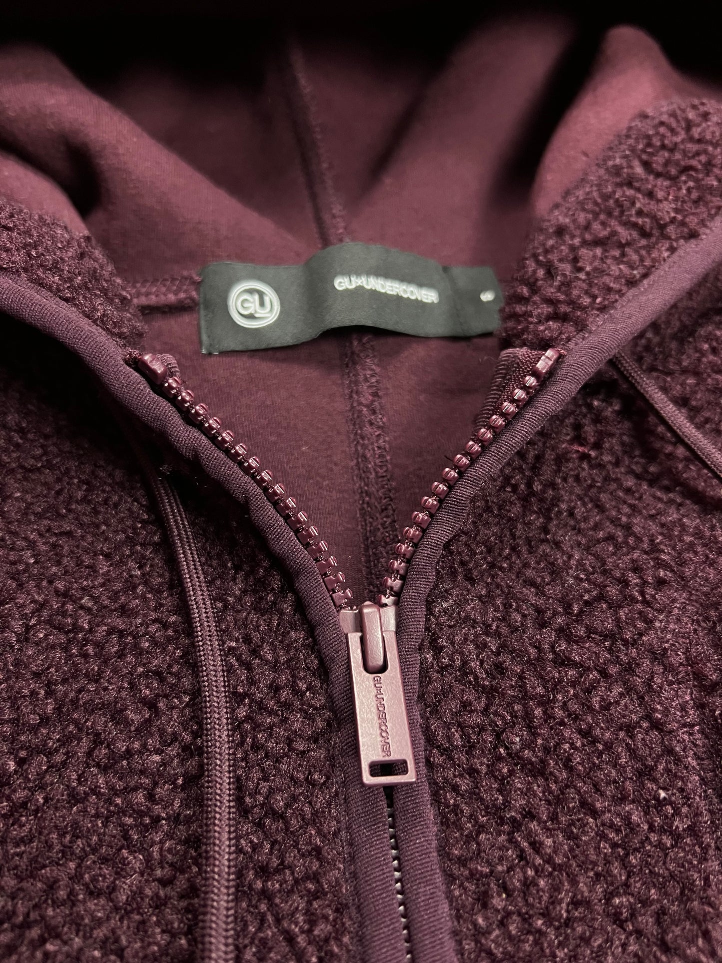 GU x Undercover Burgundy Sherpa Fleece Parka - S