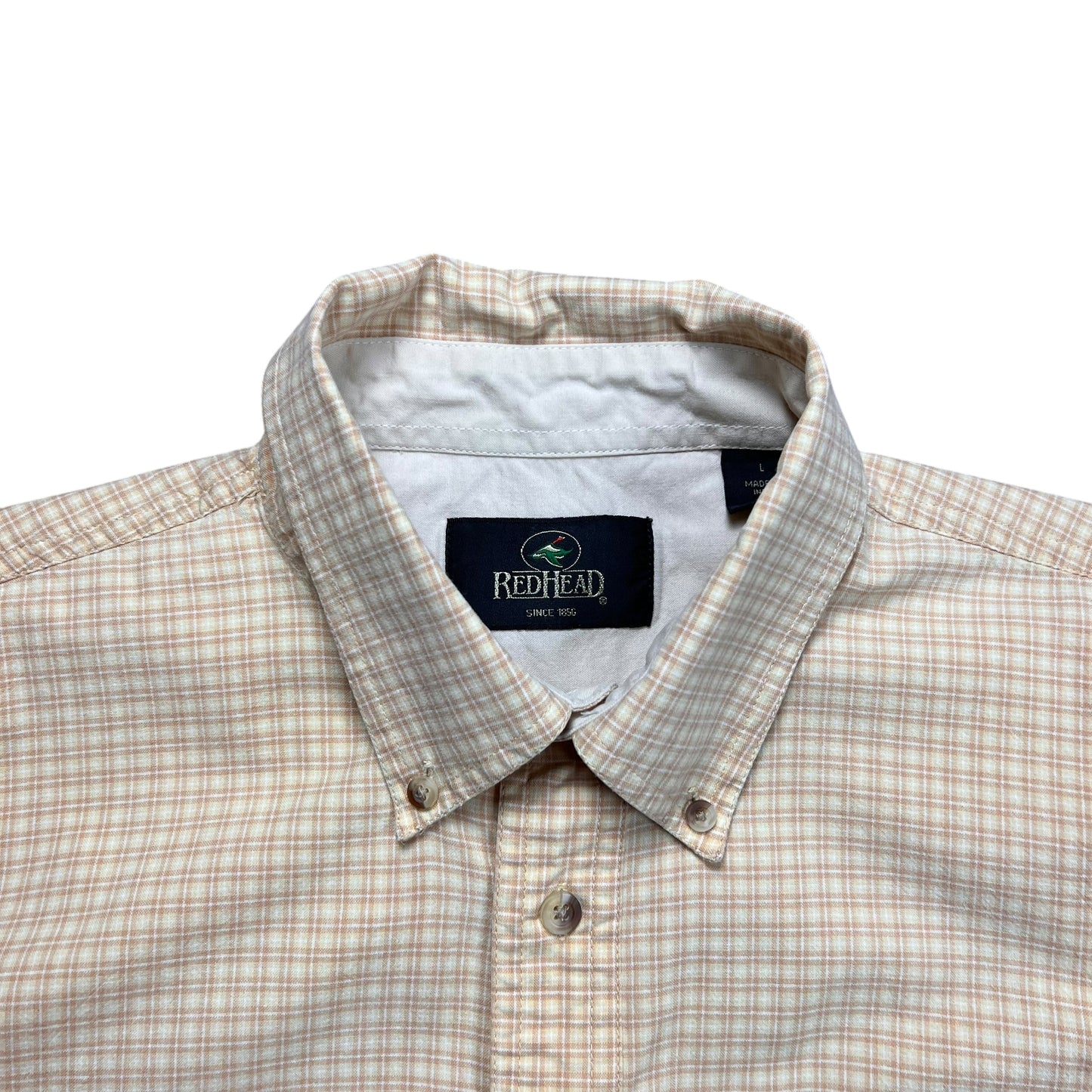 Red Head Plaid Cropped Button-up Shirt - L