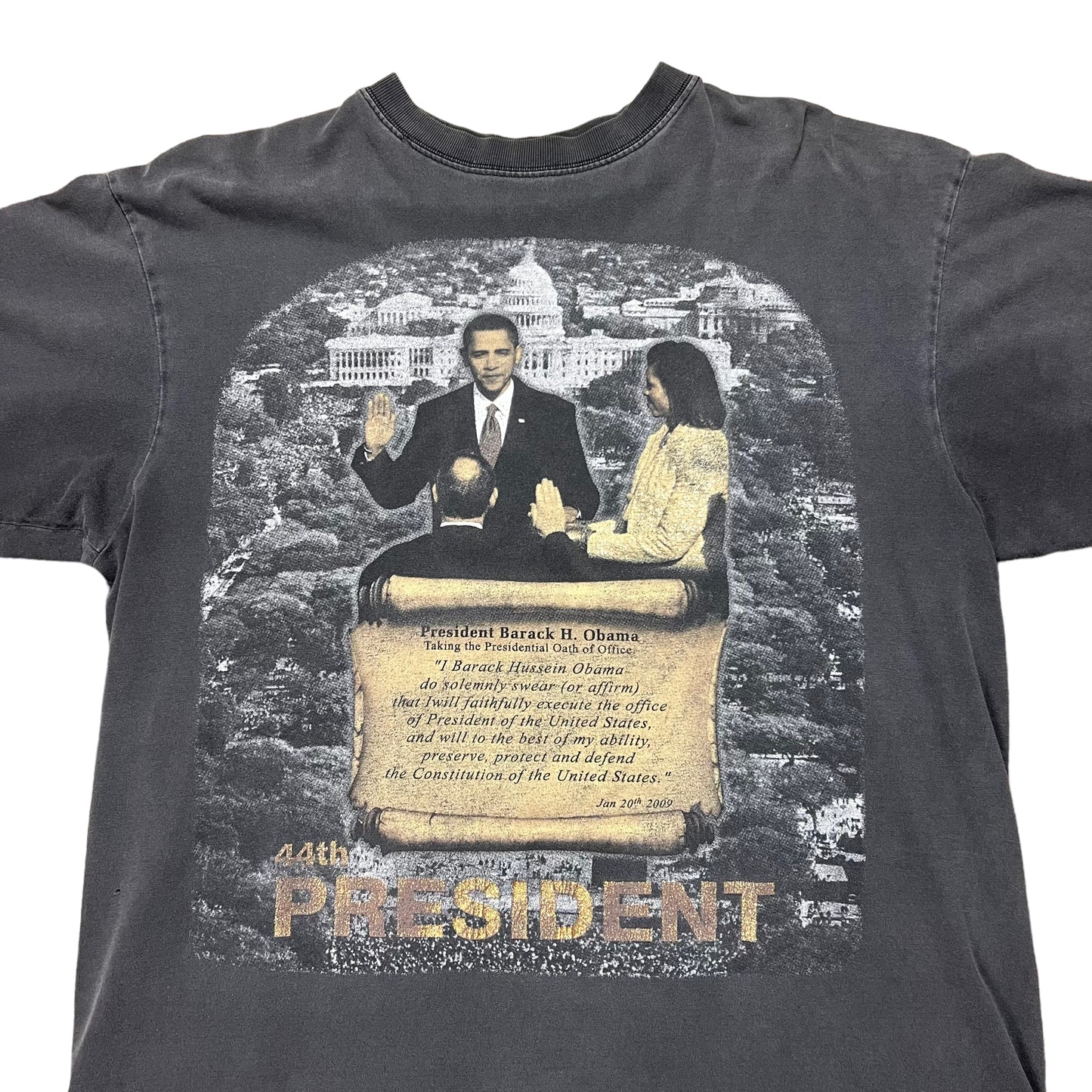 Faded Barack Obama Oath Of Office T-shirt - XL