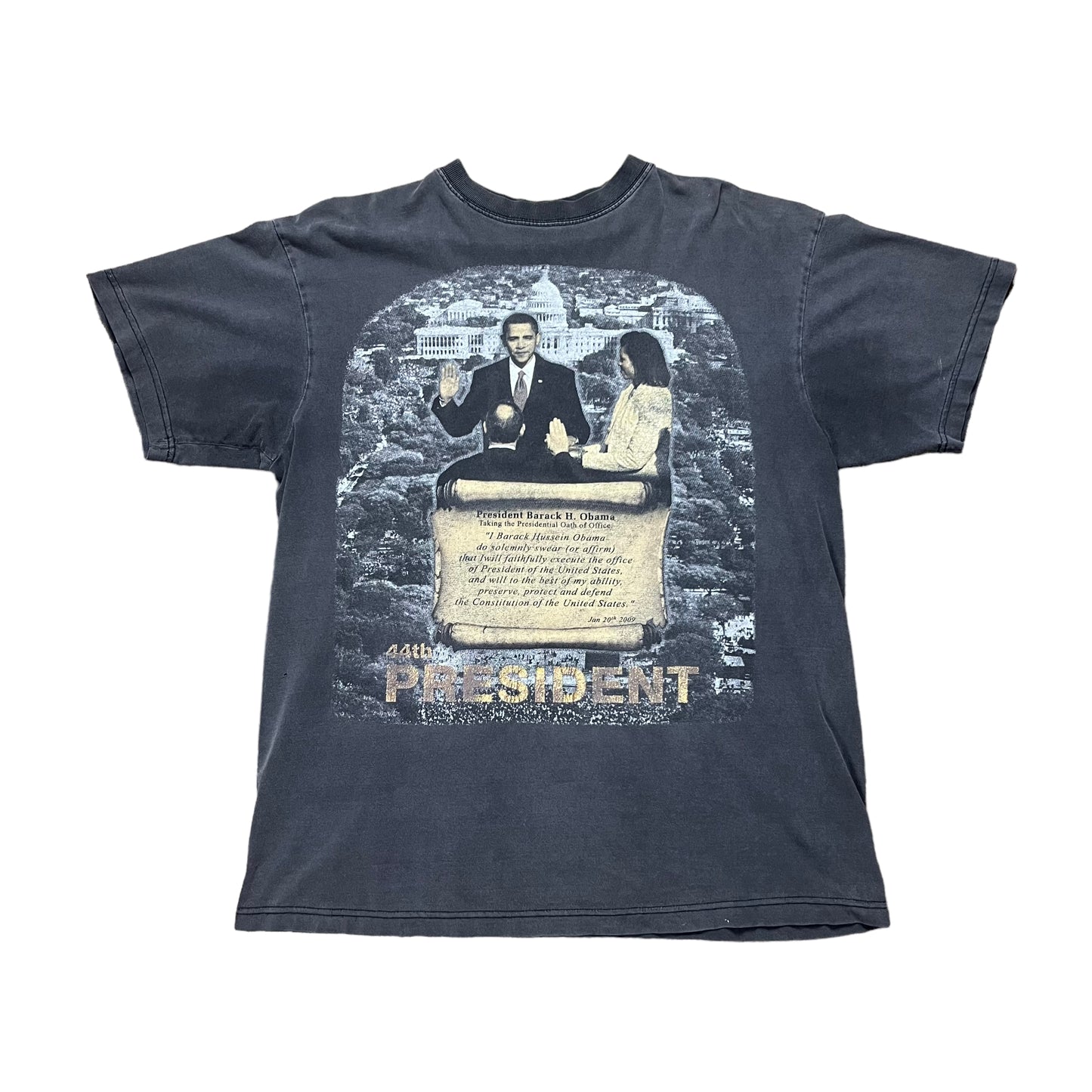 Faded Barack Obama Oath Of Office T-shirt - XL