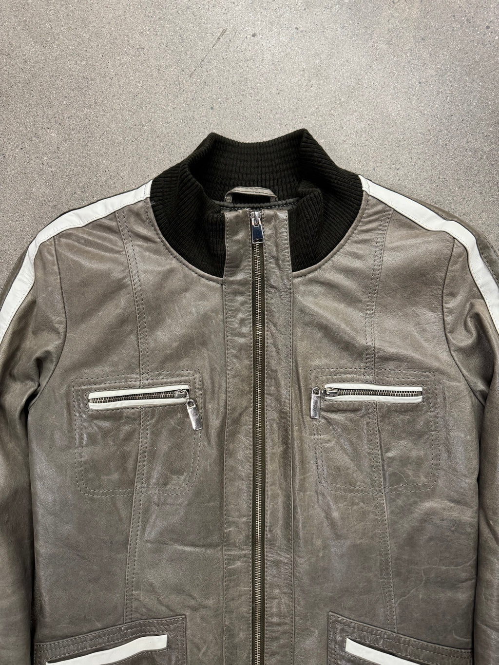 Danier Striped Leather Racing Jacket - S