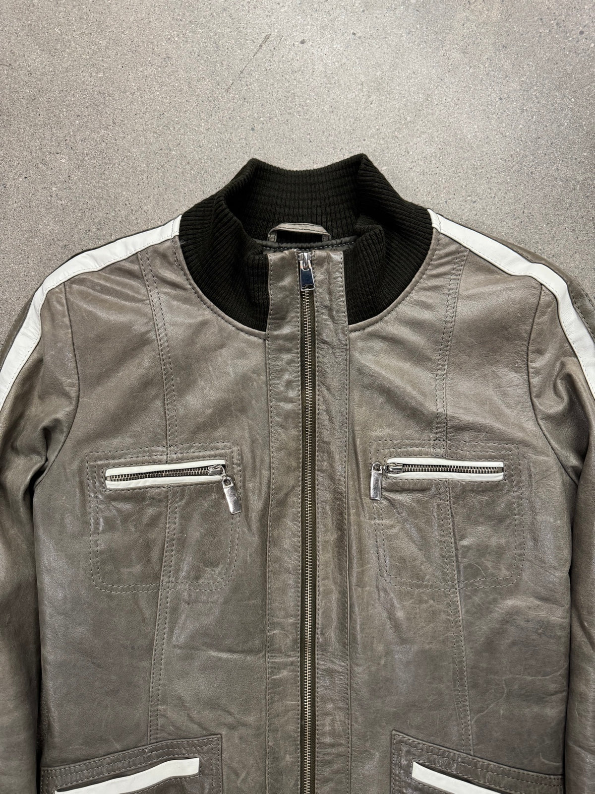 Danier Striped Leather Racing Jacket - S