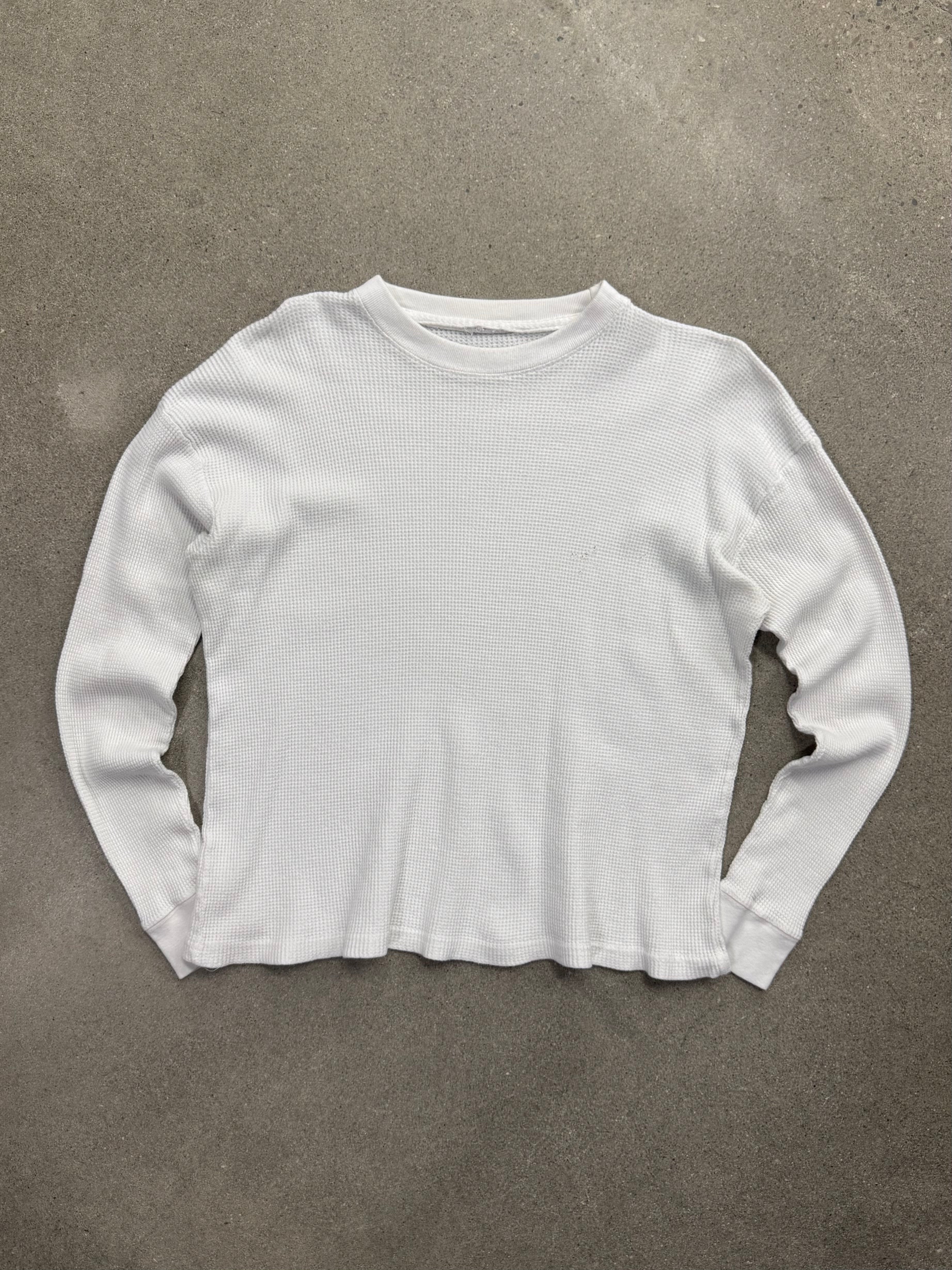 Blank Waffle-Knit Long Sleeve Thermal Shirt - M