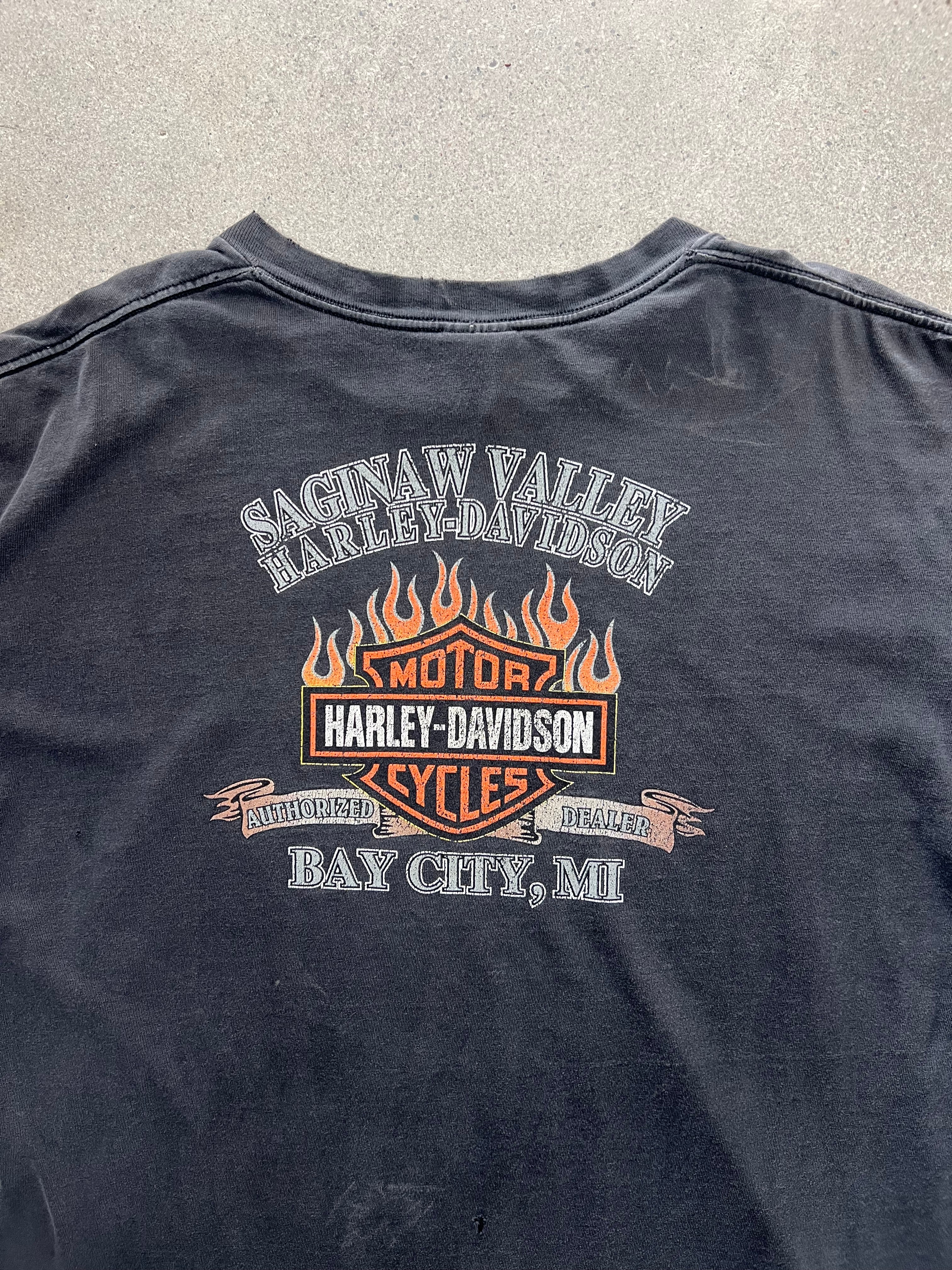 Faded Harley-Davidson Saginaw Valley Flame T-Shirt - XXL