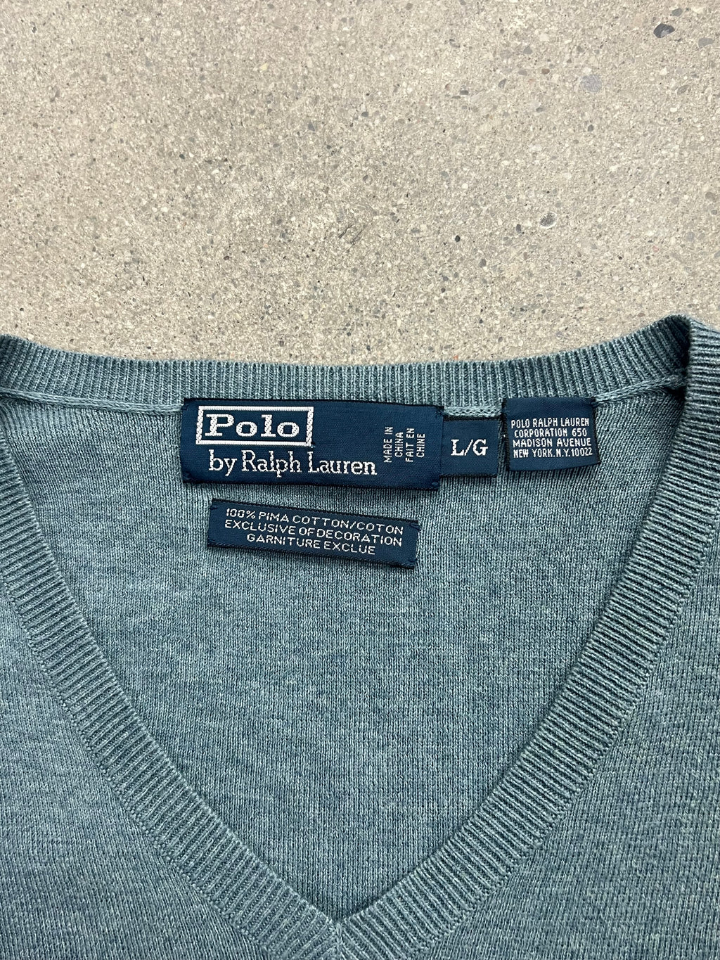 Polo By Ralph Lauren Pima Cotton V-Neck Sweater - L