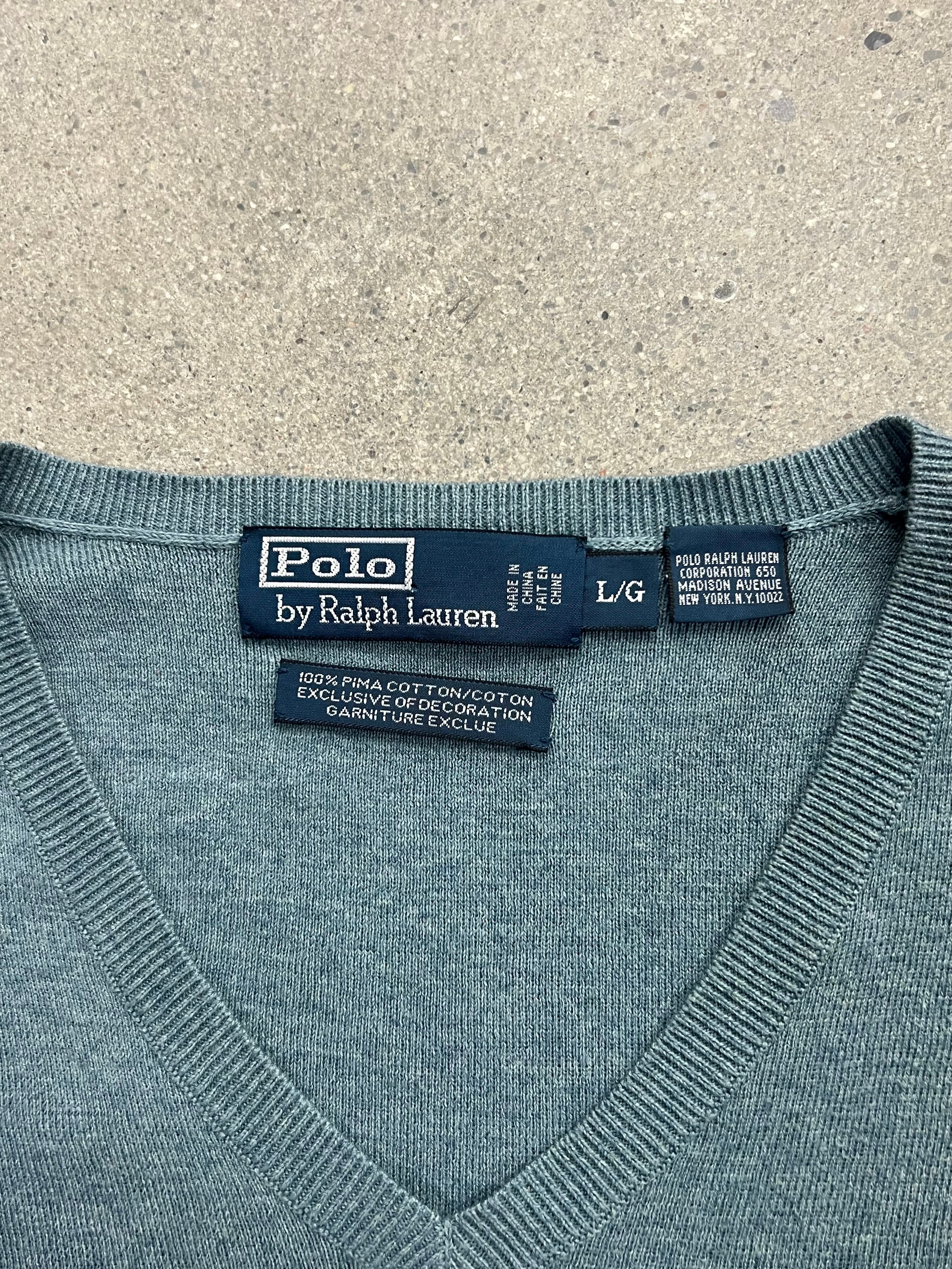 Polo By Ralph Lauren Pima Cotton V-Neck Sweater - L