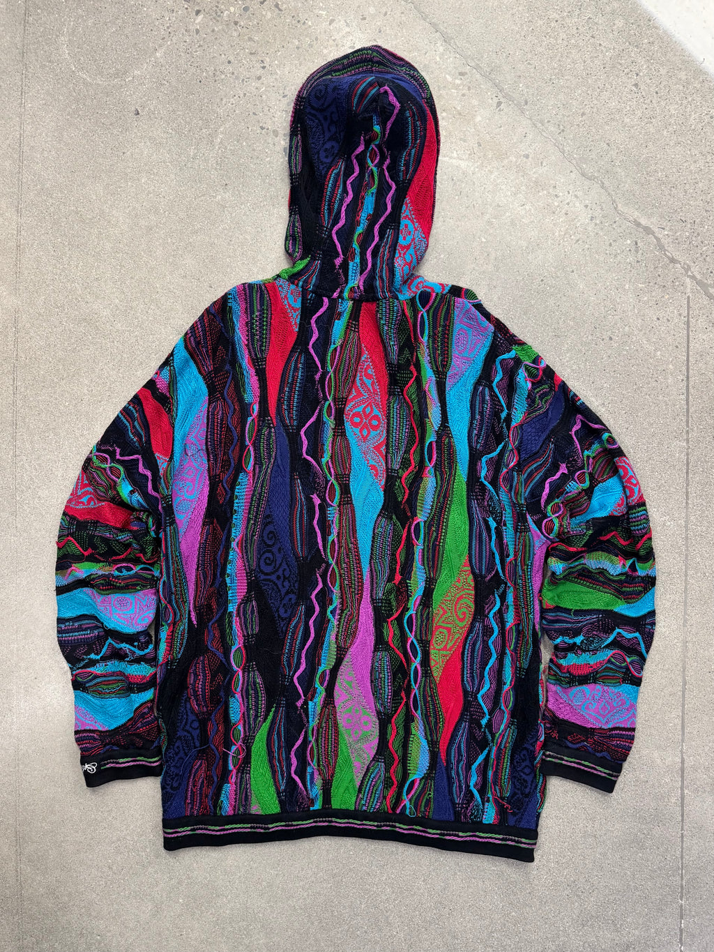 Coogi Australia 3D Cable Knit Full-Zip Hoodie Sweater - XXL