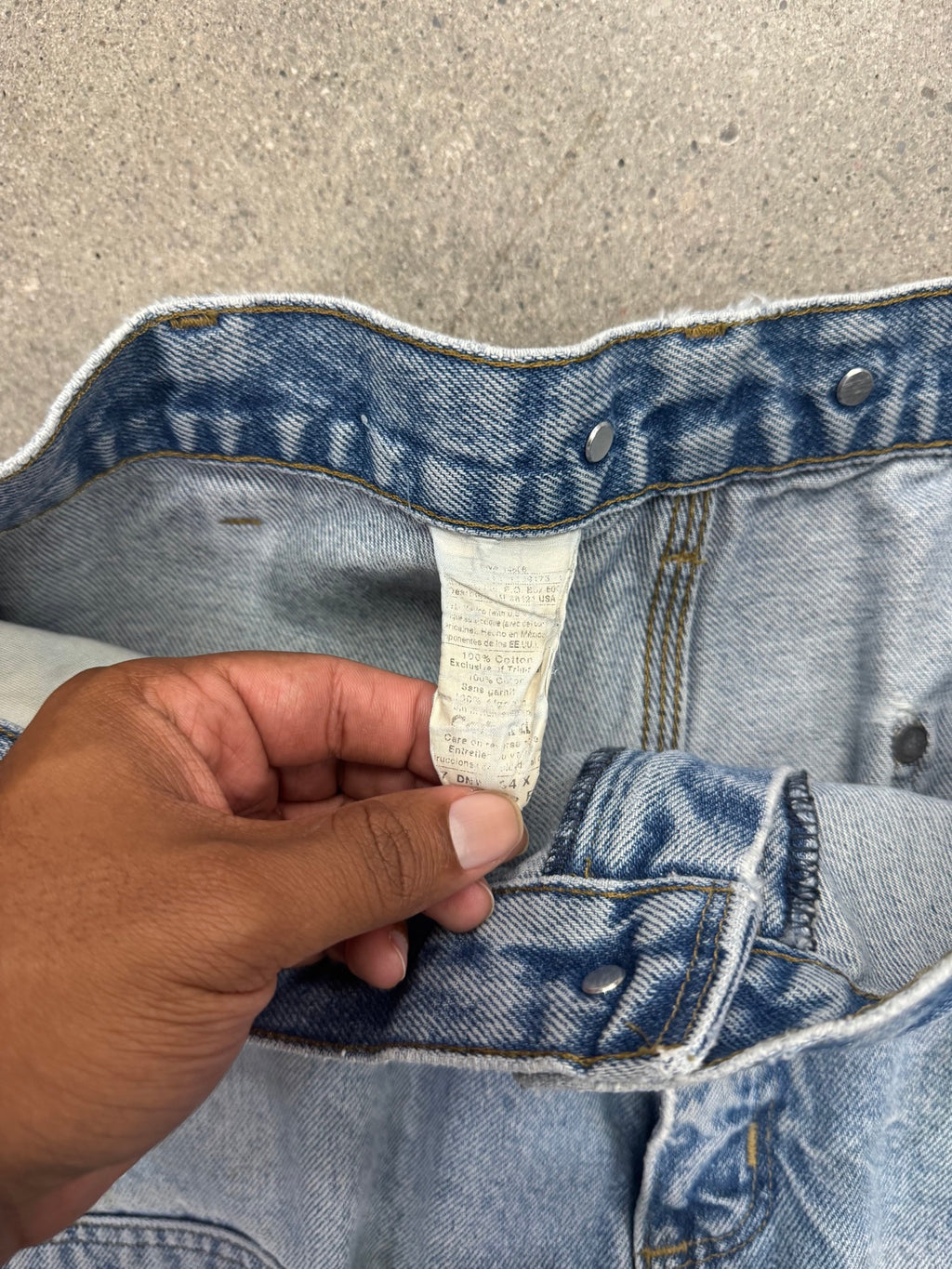 Faded Carhartt Denim Double Knee Work Pants - 32"