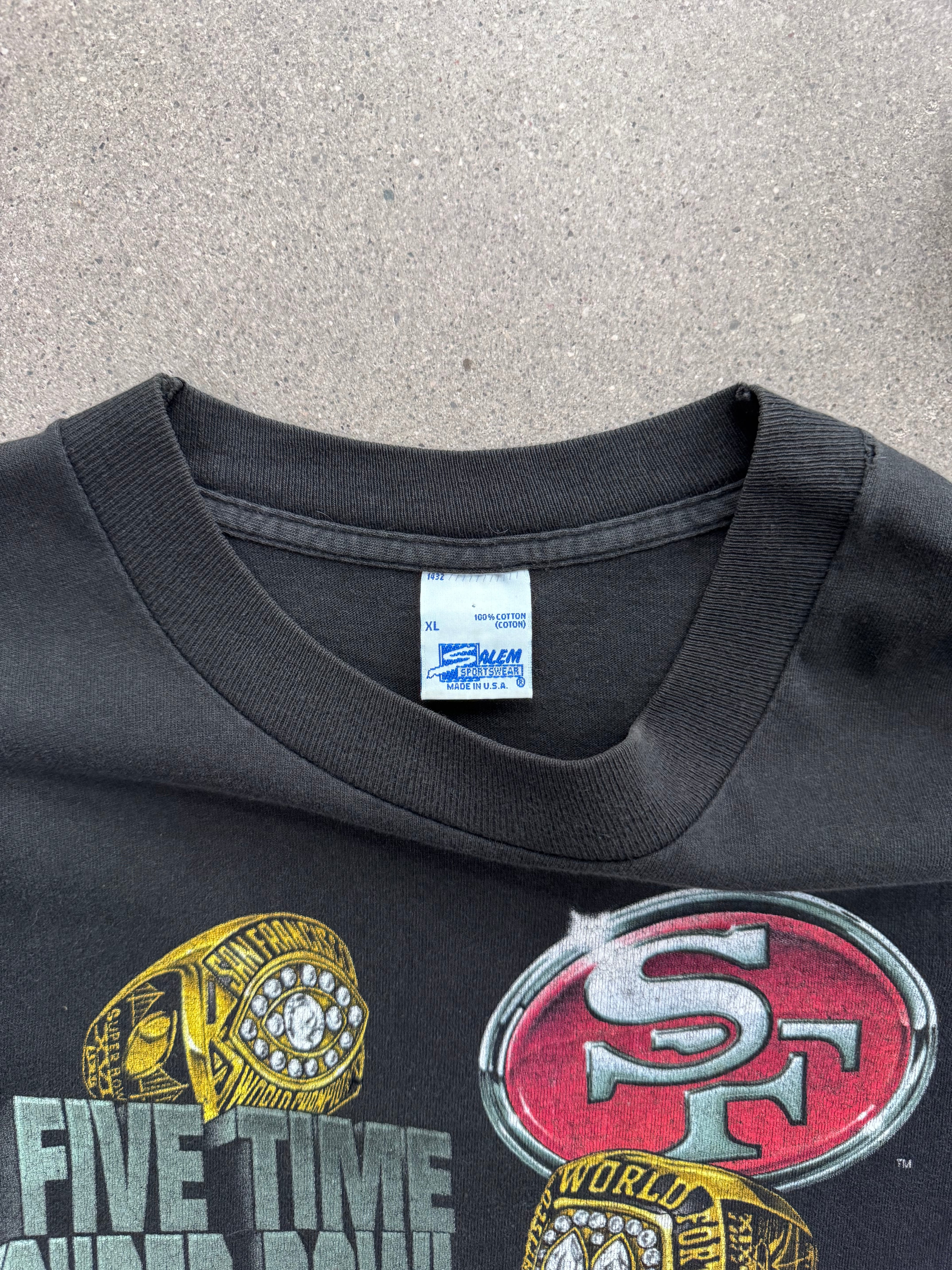 1995 Salem Sportswear San Francisco 49ers 5-facher NFL Super Bowl Champions T-Shirt - XL