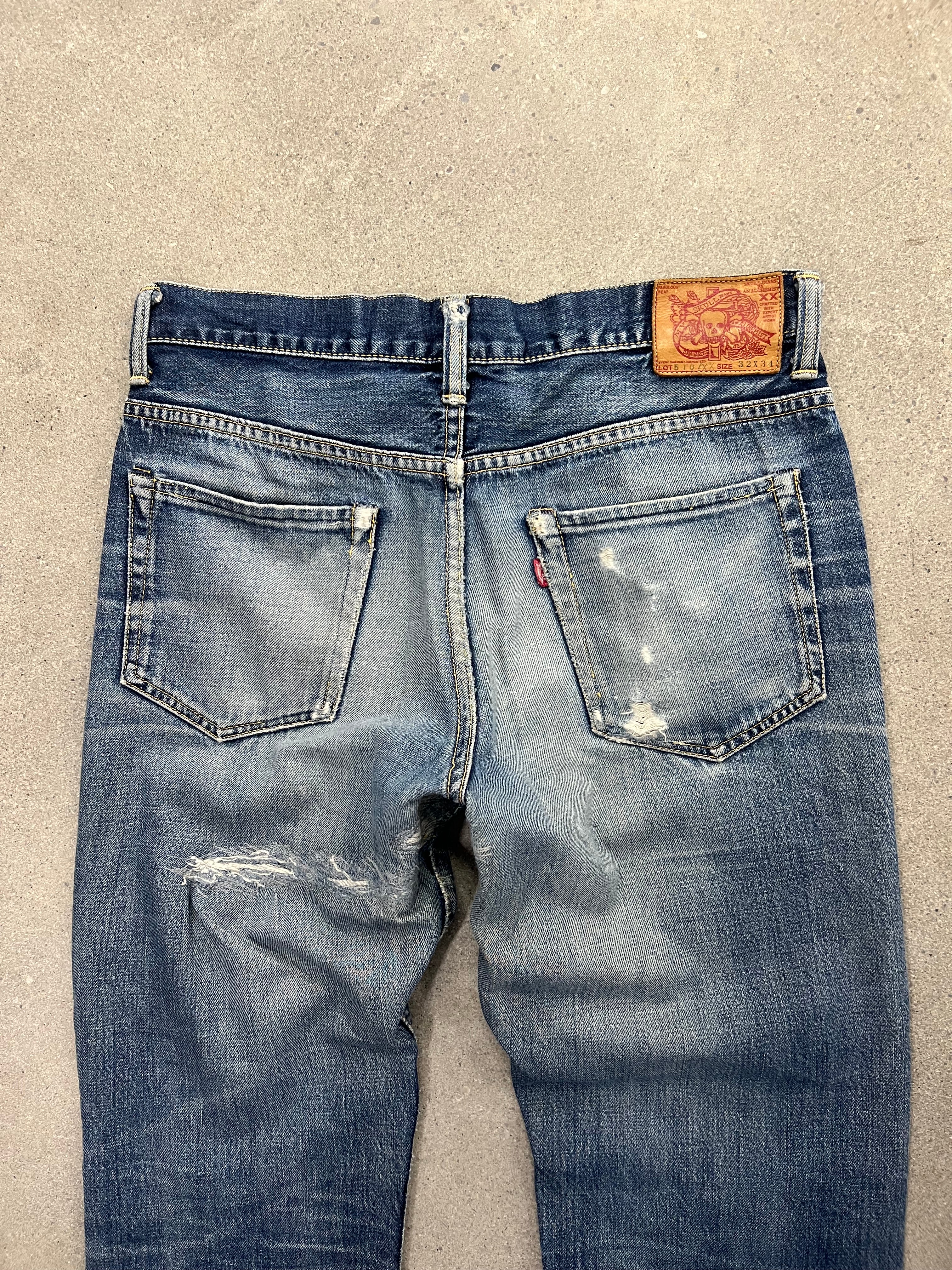 Faded Skull Jeans By An Alchemist Repaired Jeans - 32”