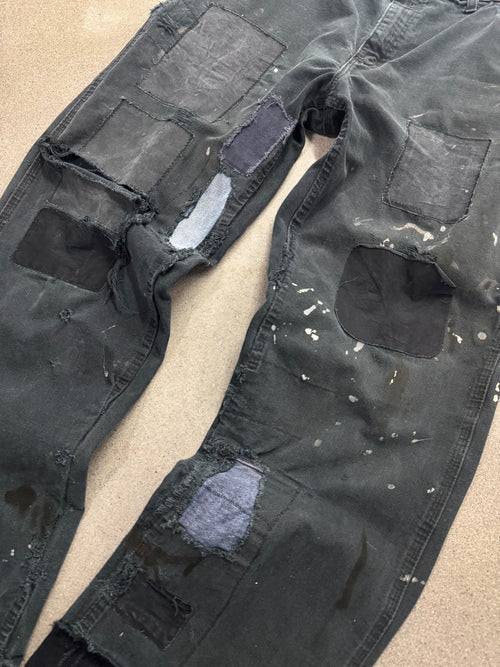 Faded & Distressed Carhartt Patchwork Work Pants - 34"
