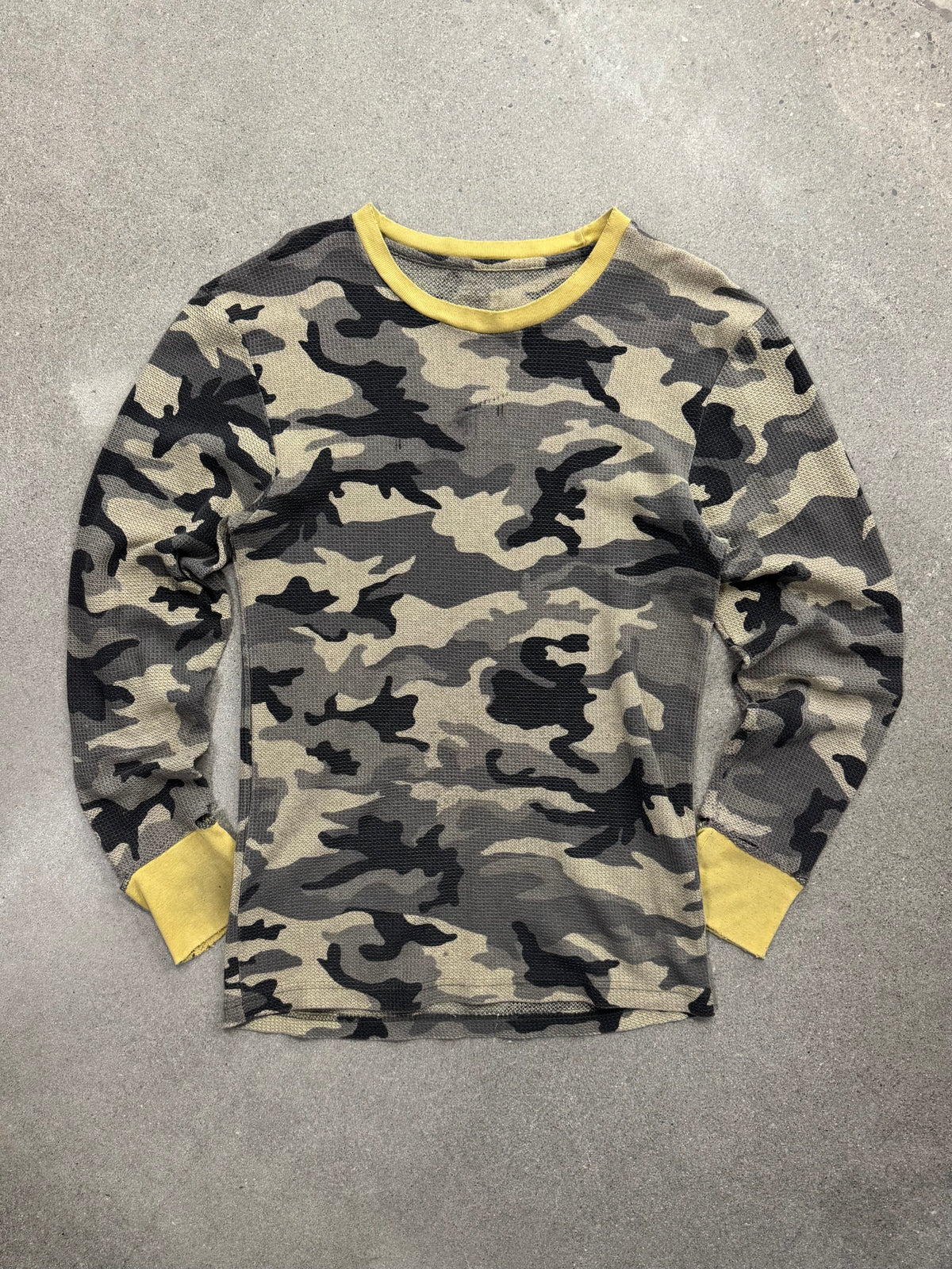 Blank Military Waffle-Knit Camo Long Sleeve Thermal Shirt - L