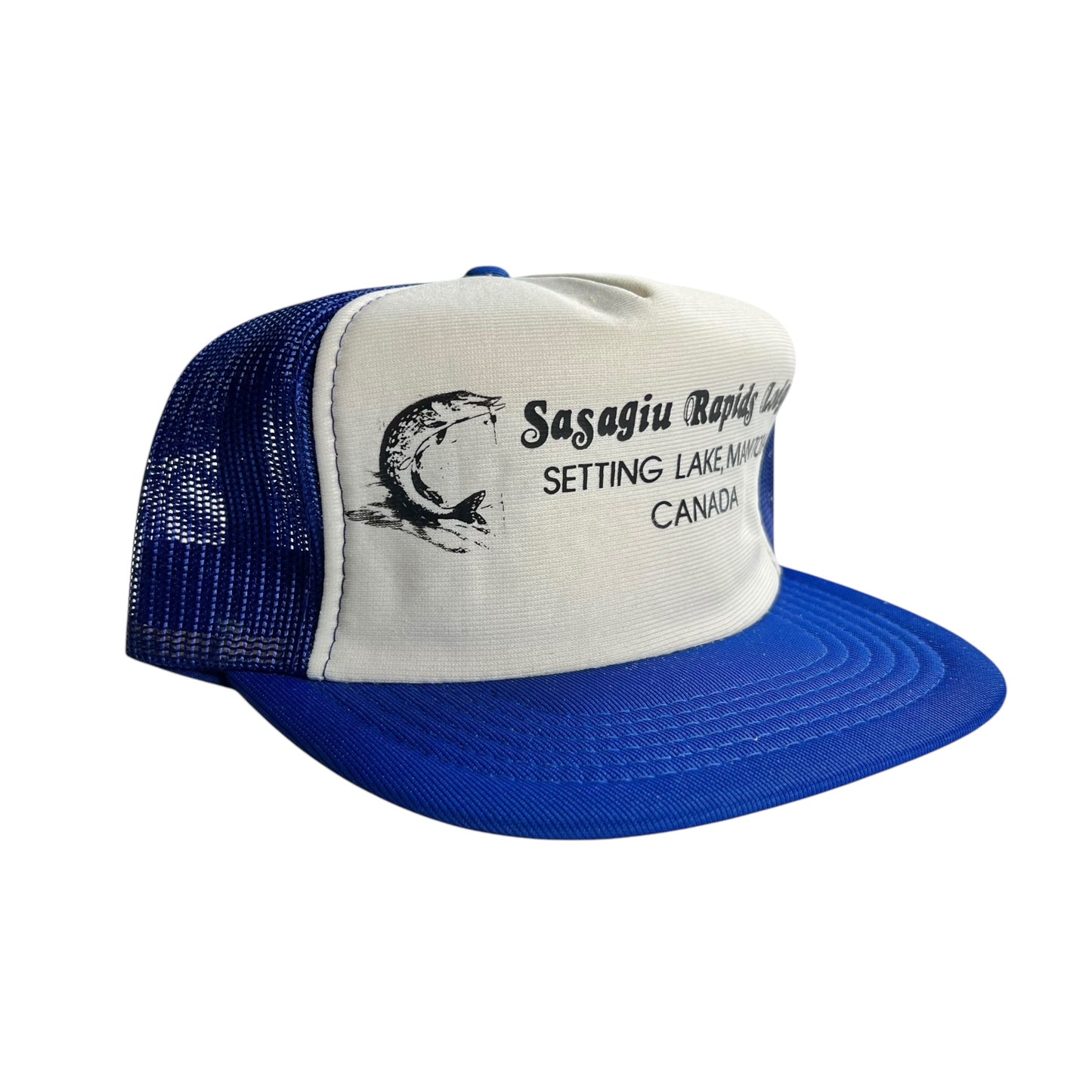 Blue & White Sasagiu Rapids Fishing Trucker Hat