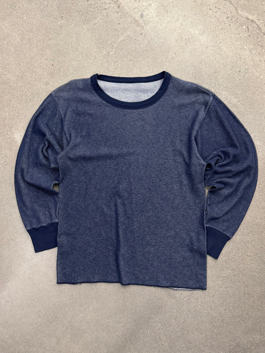 Blank Waffle-Knit Long Sleeve Thermal Shirt - L