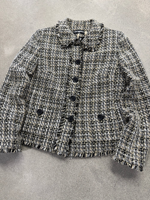 Karl Lagerfeld Bouclé Tweed Fringe Blazer - M