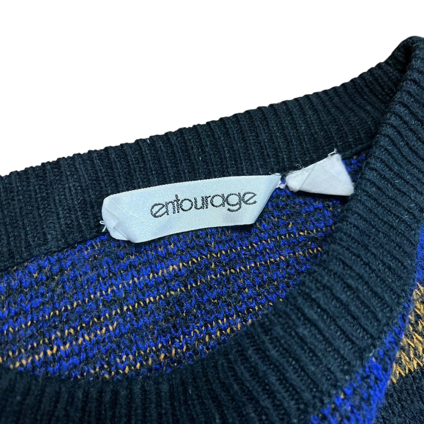 Entourage Black & Purple Diamond Knit Sweater - L