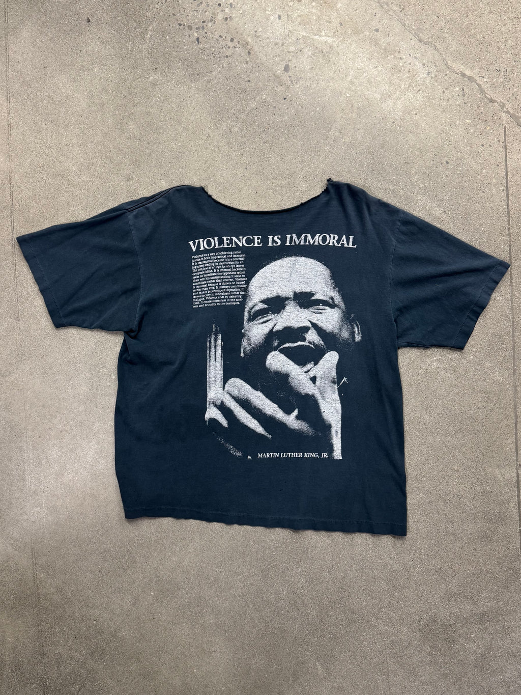 Faded Martin Luther King Violence Is Immoral T-Shirt - XL