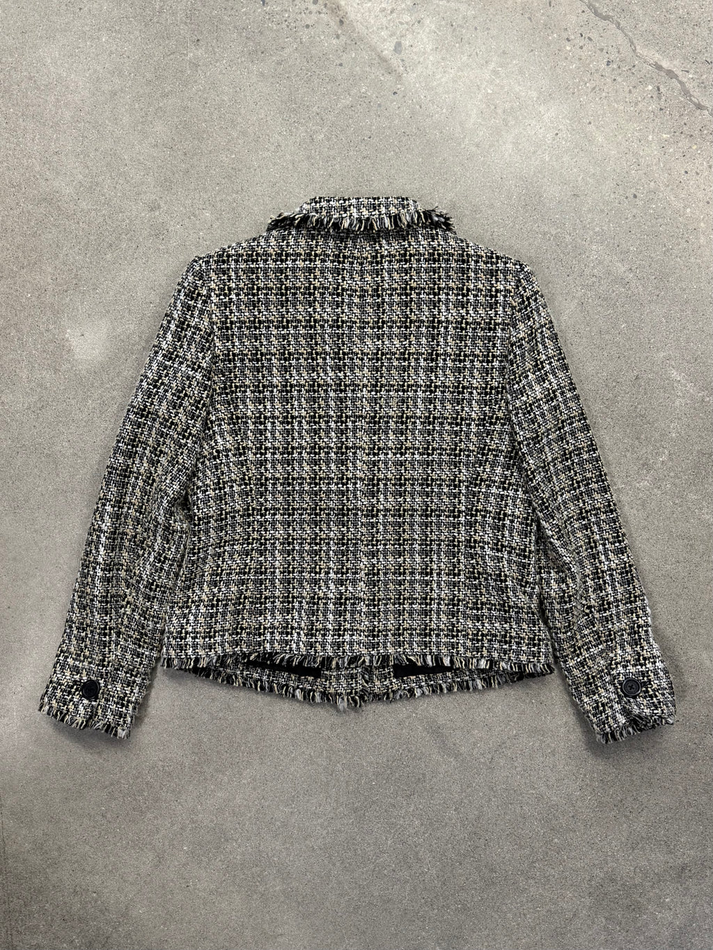 Karl Lagerfeld Bouclé Tweed Fringe Blazer - M