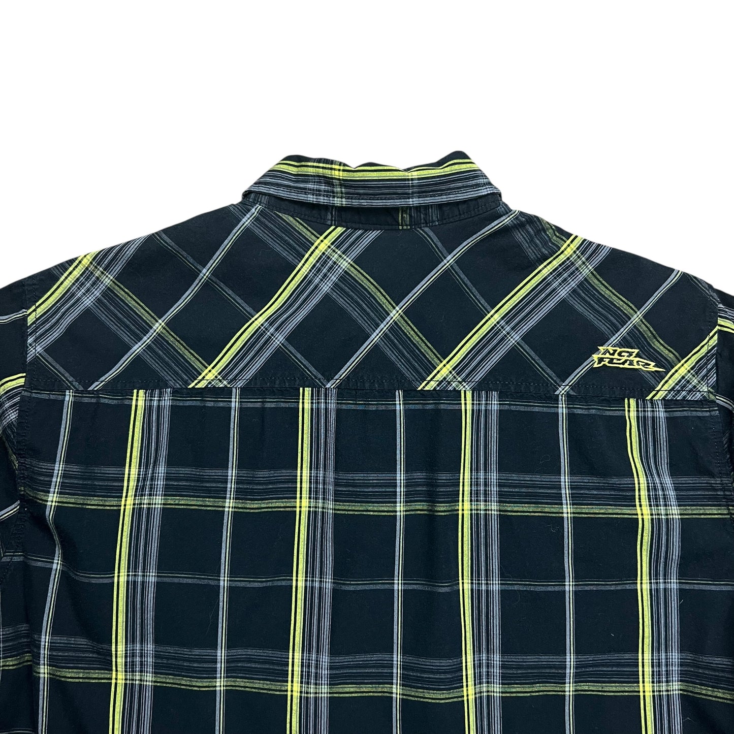 No Fear Plaid Black & Yellow Button-up Shirt - L