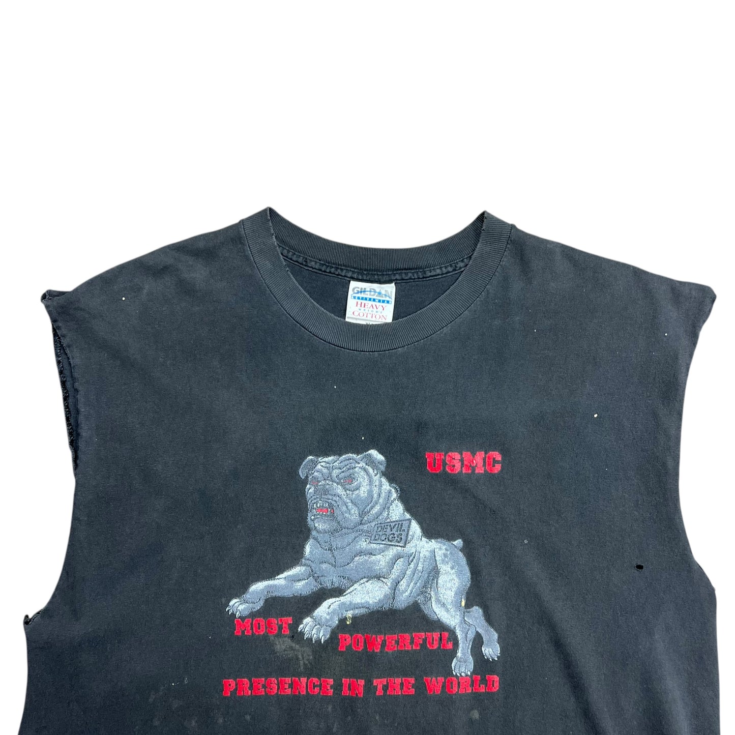 USMC Sleeveless Faded Bulldog Shirt - XL