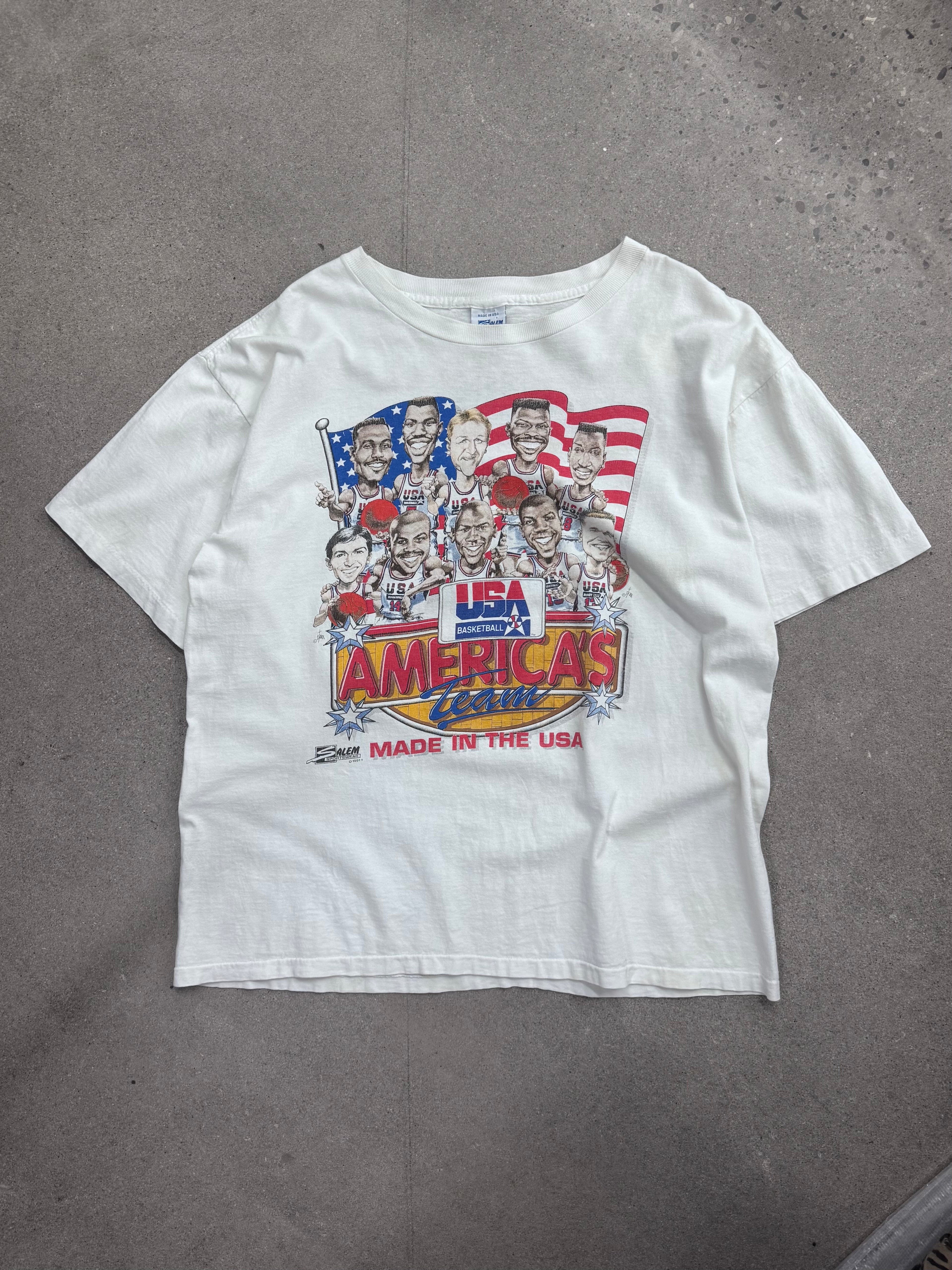 1991 Salem Sportswear USA Basketball Dream Team T-Shirt – XL