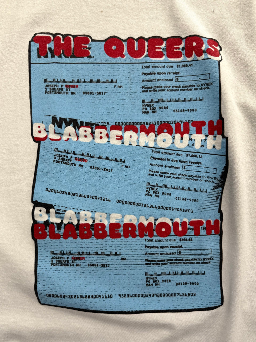 1995 The Queers Blabbermouth Lookout Records T-Shirt - XL