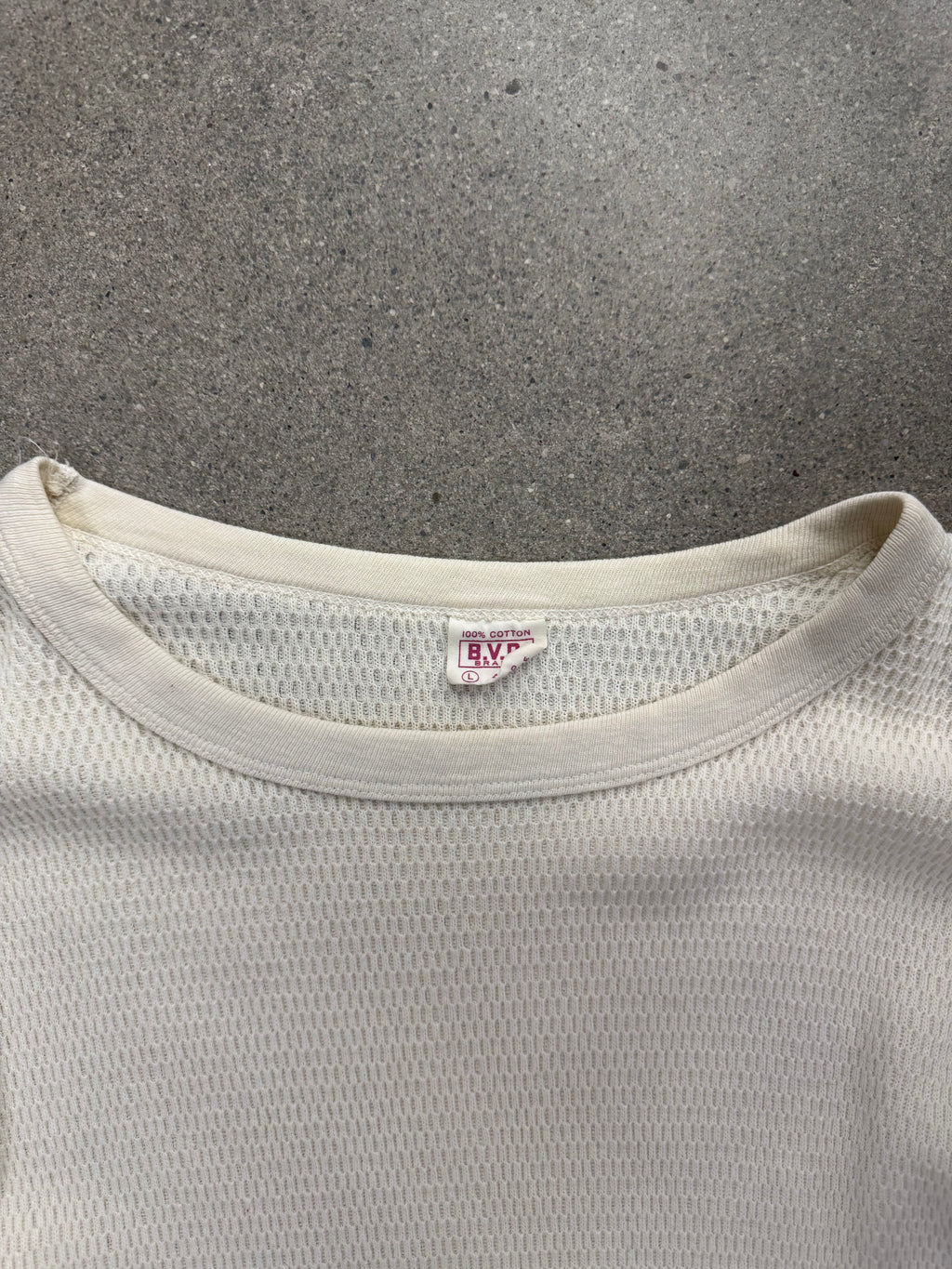 B.V.D. Blank Waffle-Knit Long Sleeve Thermal Shirt - L