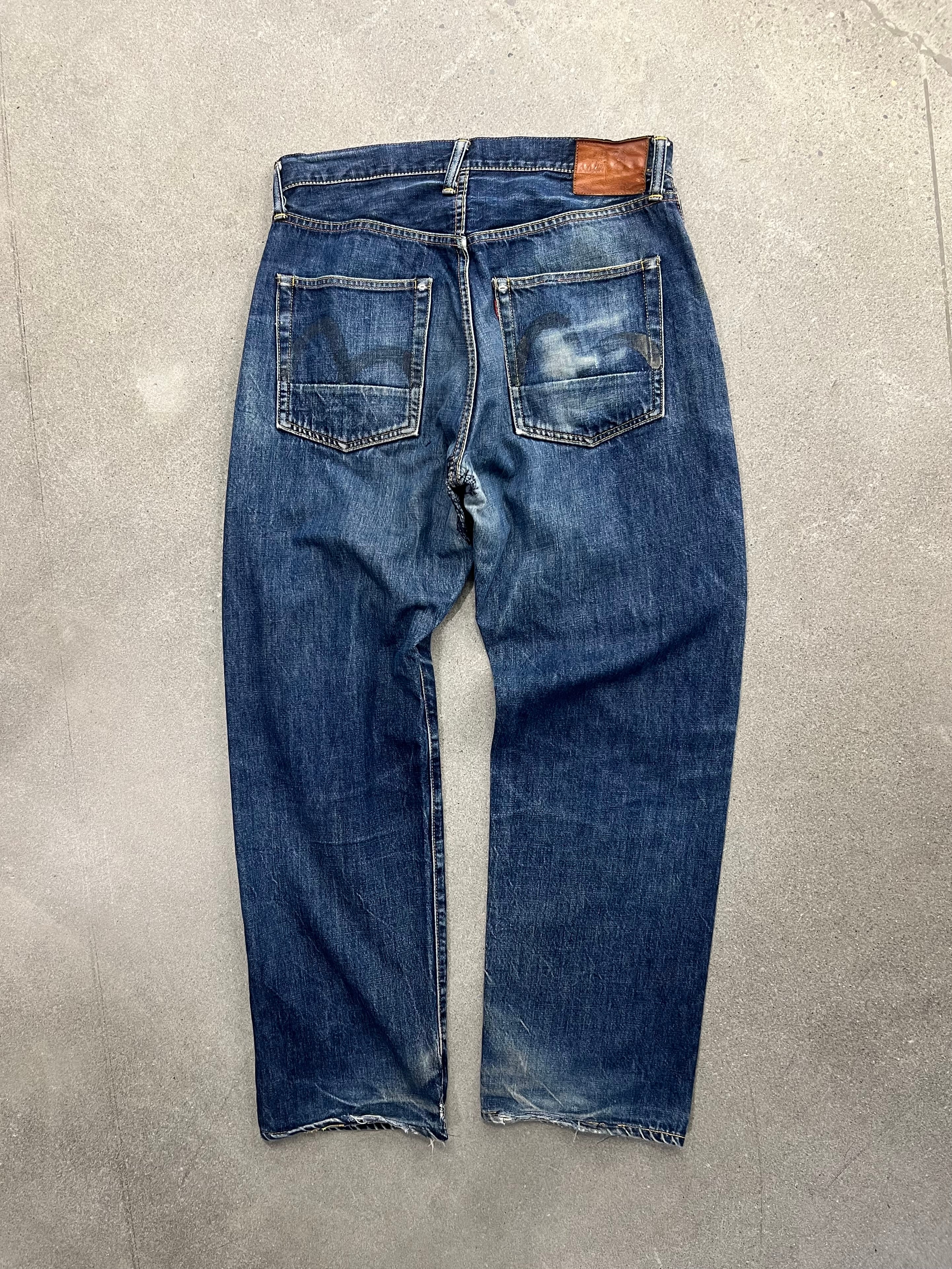 Faded Evisu Japanese Selvedge Jeans - 32”