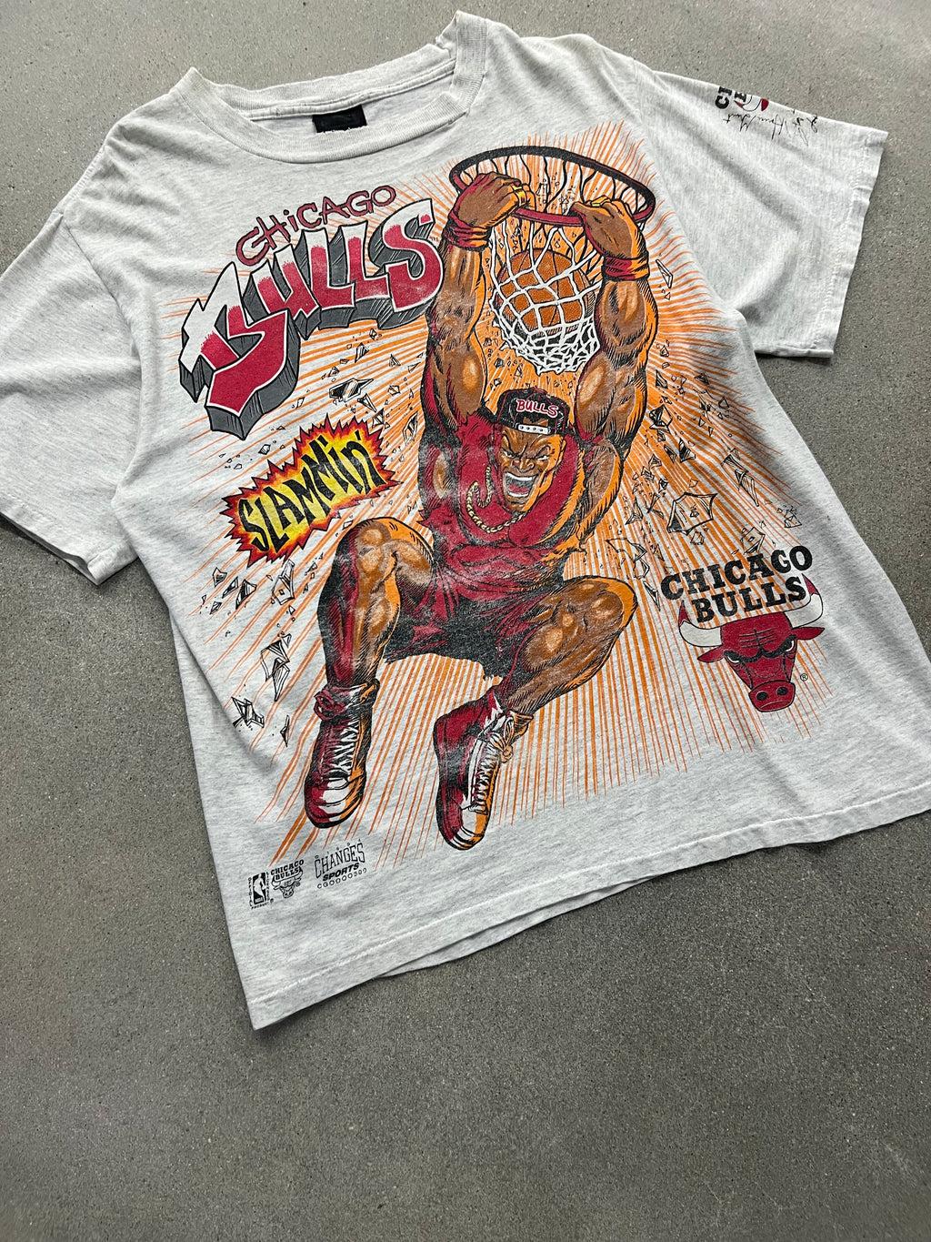 1994 Chicago Bulls Animated Slam Dunk NBA T-Shirt - L