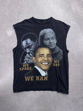 Verwaschenes schwarzes ärmelloses T-Shirt mit Aufdruck zur Black History - XXL