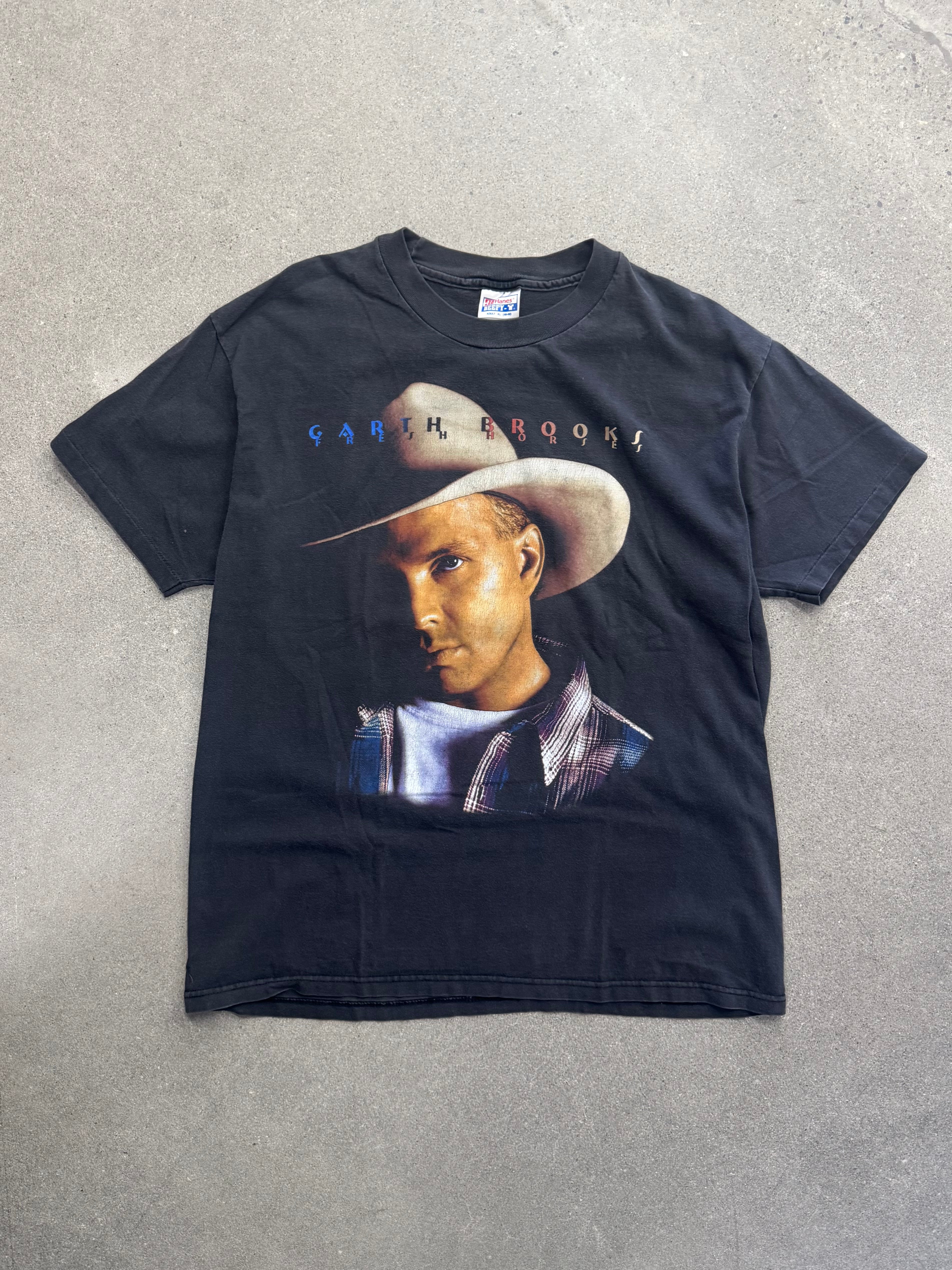 Ausgeblichenes Garth Brooks Fresh Horses Tour T-Shirt von 1996 – XL