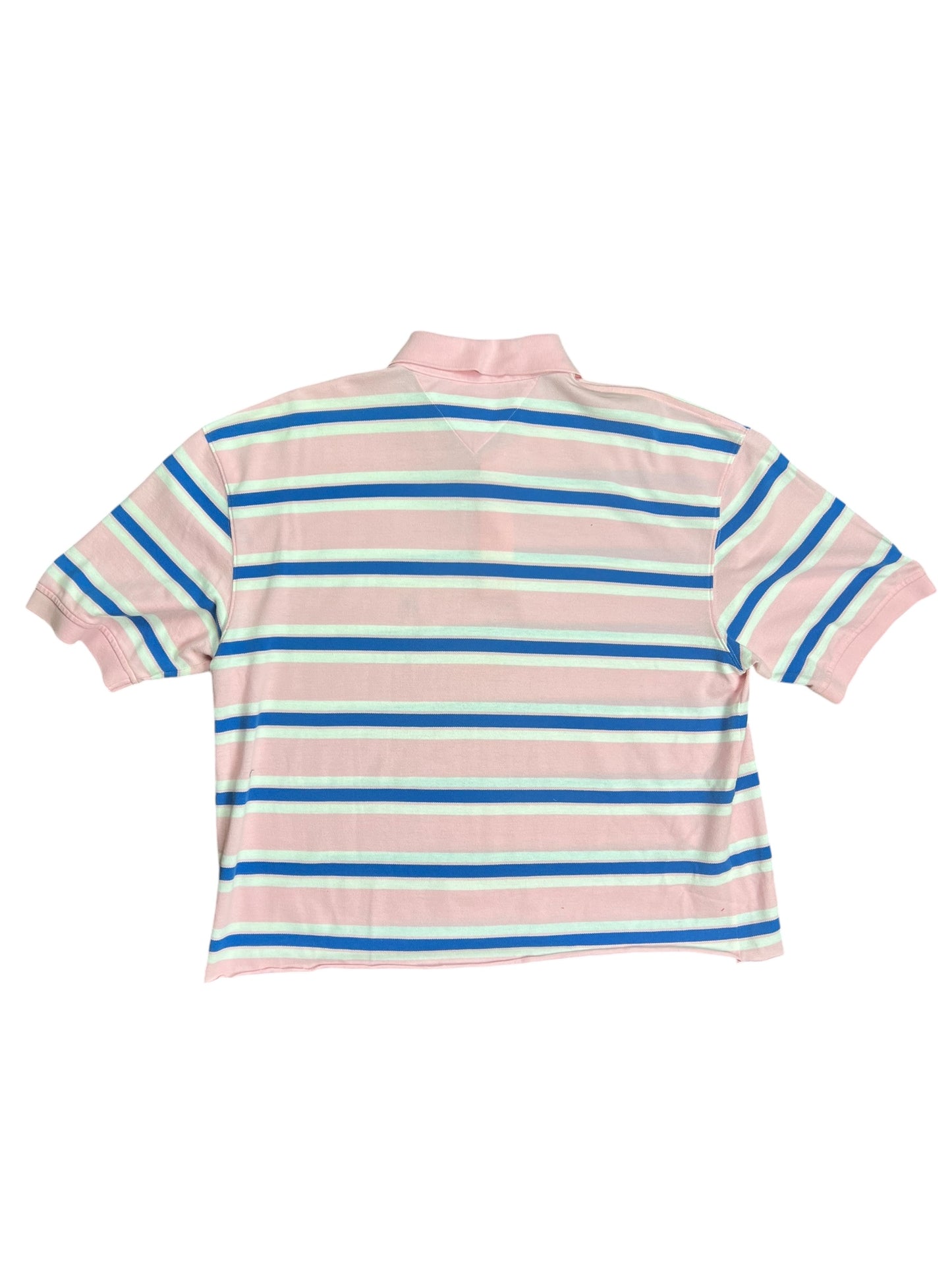 Tommy Hilfiger Boxy Pink Striped Polo Shirt - L