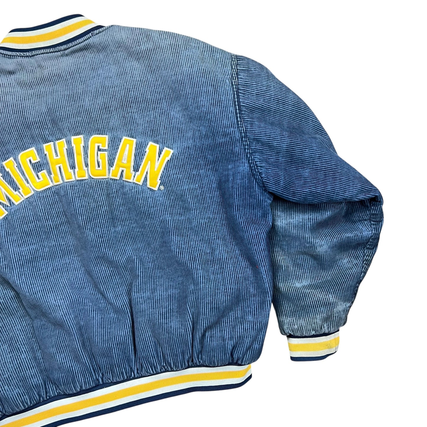University Of Michigan Faded Cordaroy Varsity Jacket - L