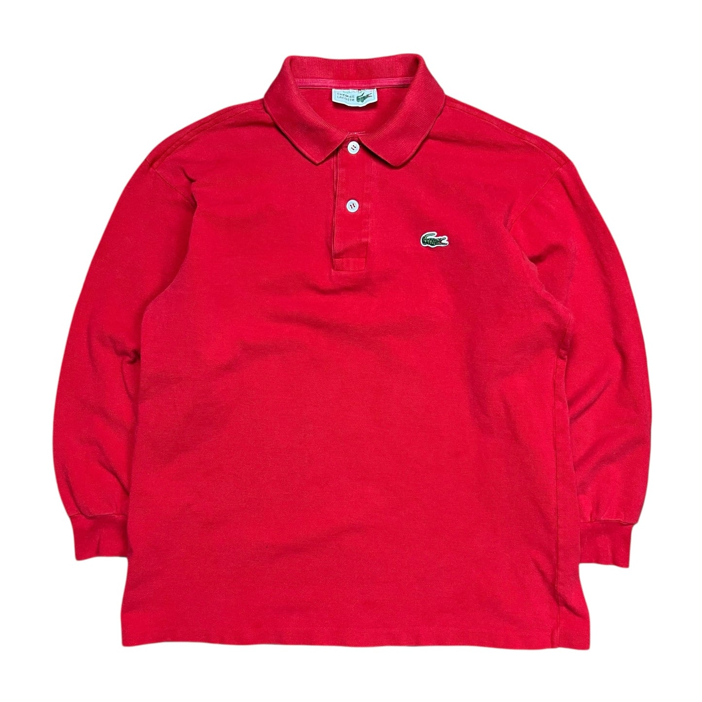 Chemise Lacoste Made in France Red Long Sleeve Polo Shirt - S
